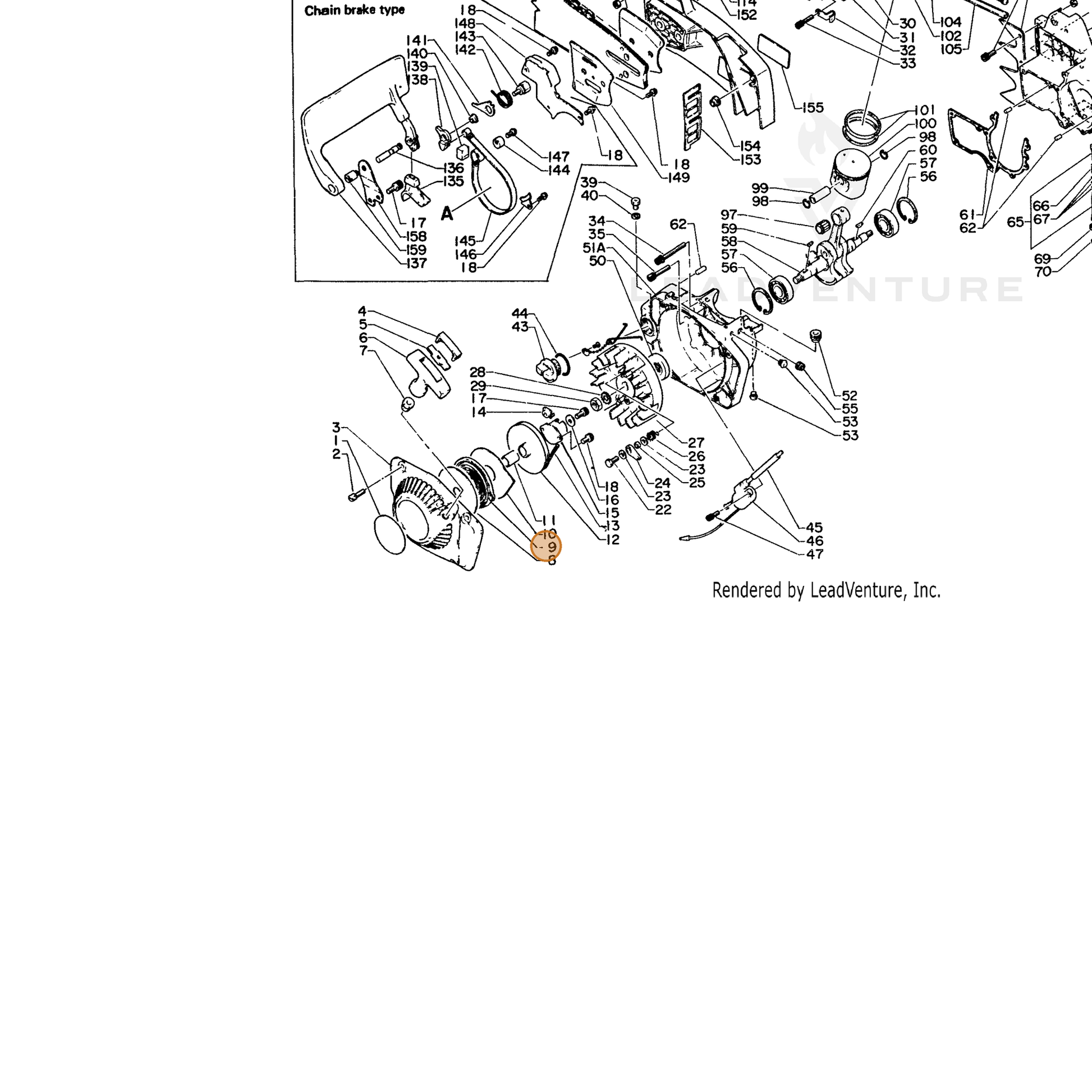 ECHO part 17722010631 — IPL diagram snippet (6x zoom, amber highlight)