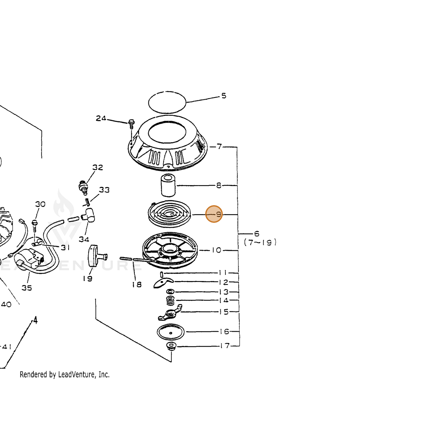 ECHO part 17722011620 — IPL diagram snippet (6x zoom, amber highlight)