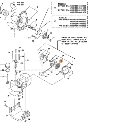 ECHO part 17722040630 — IPL diagram snippet (6x zoom, amber highlight)