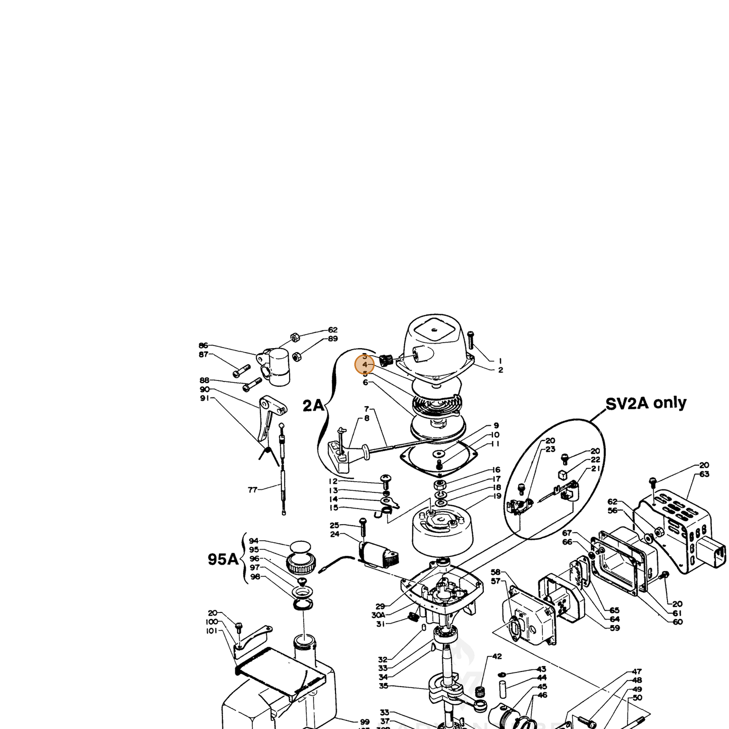 ECHO part 17722105020 — IPL diagram snippet (6x zoom, amber highlight)