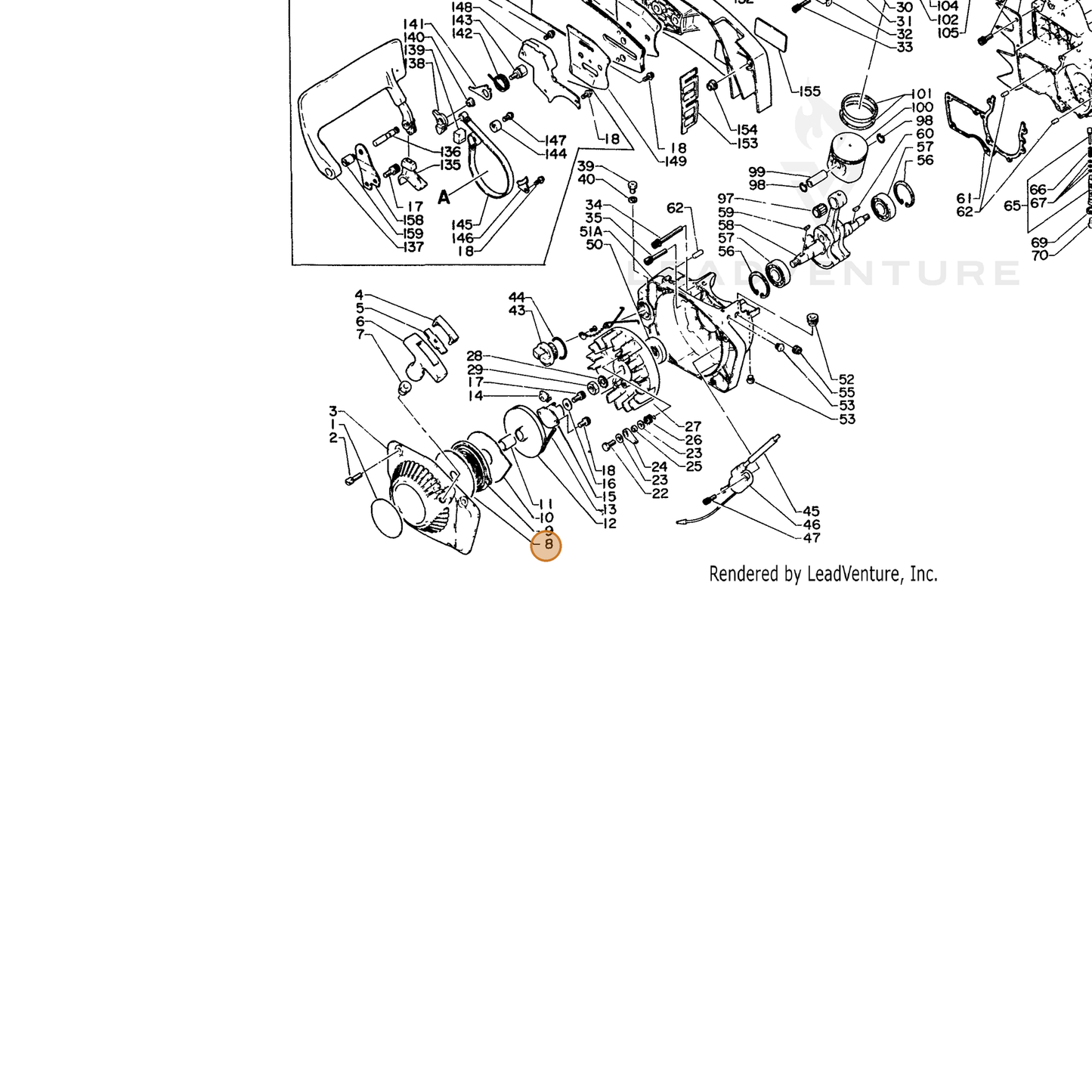ECHO part 17722110630 — IPL diagram snippet (6x zoom, amber highlight)