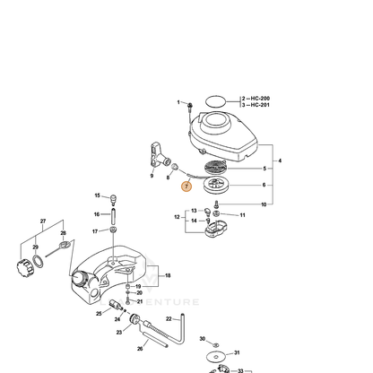 ECHO part 17722605960 — IPL diagram snippet (6x zoom, amber highlight)