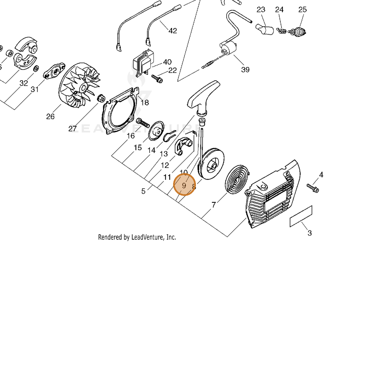ECHO part 17722606230 — IPL diagram snippet (6x zoom, amber highlight)