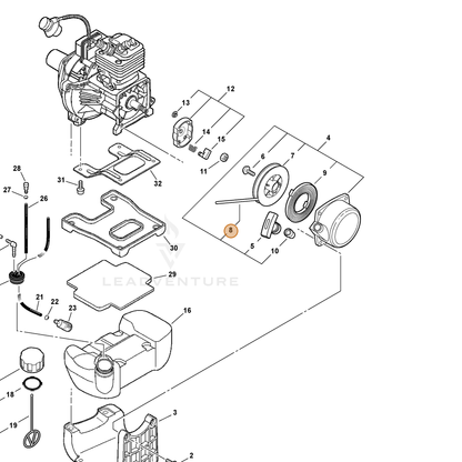 ECHO part 17722606310 — IPL diagram snippet (6x zoom, amber highlight)