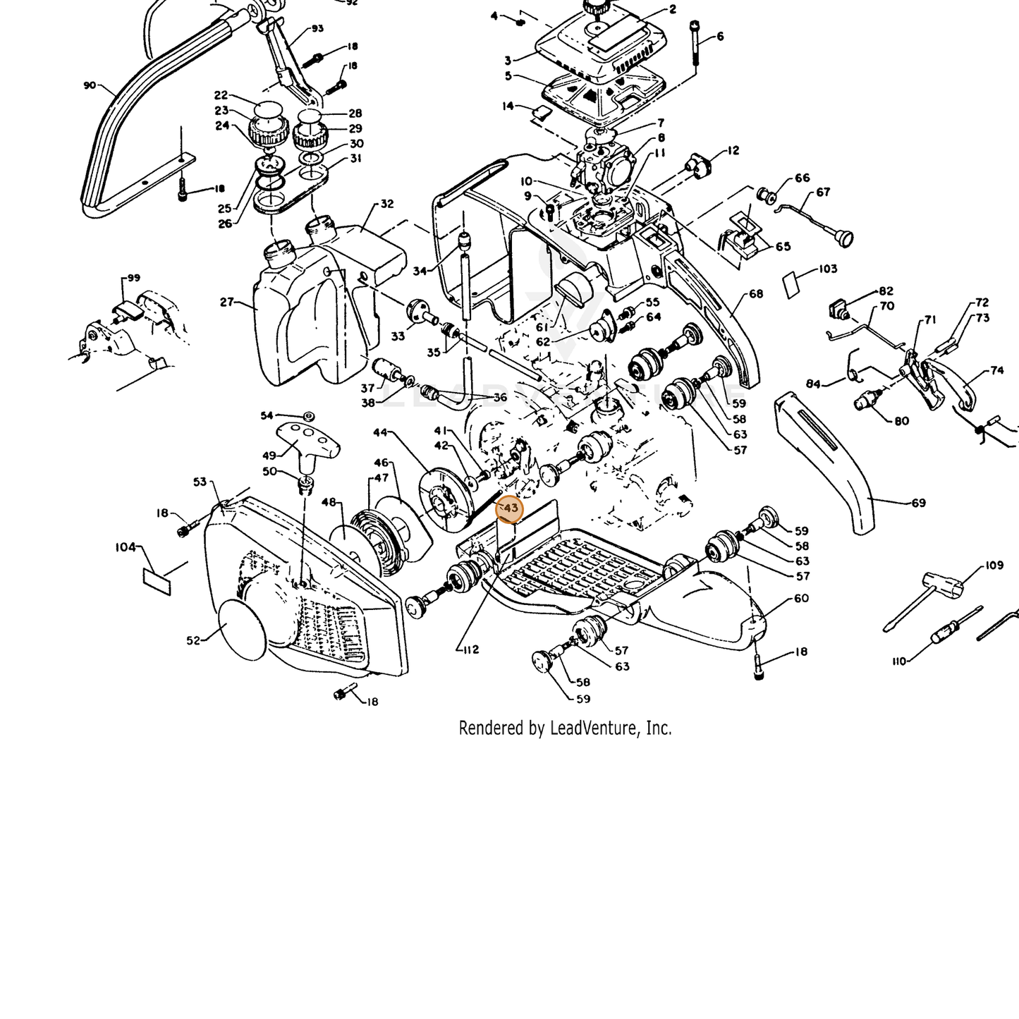 ECHO part 17722607060 — IPL diagram snippet (6x zoom, amber highlight)