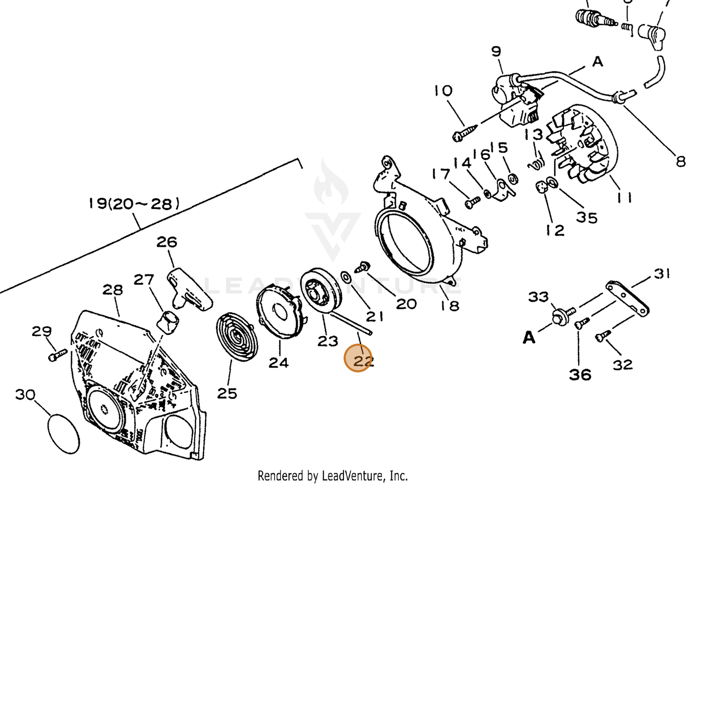 ECHO part 17722611130 — IPL diagram snippet (6x zoom, amber highlight)