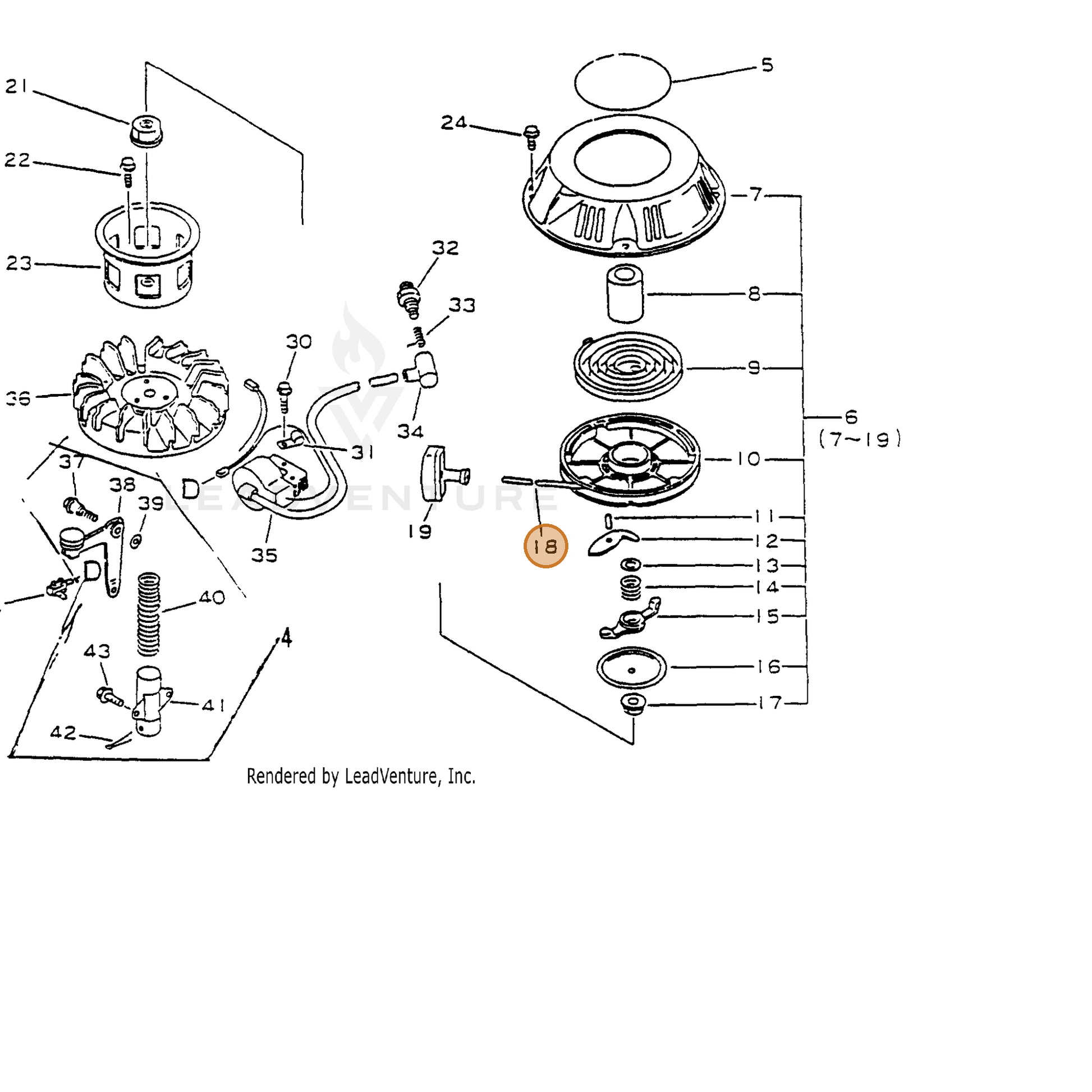 ECHO part 17722611620 — IPL diagram snippet (6x zoom, amber highlight)