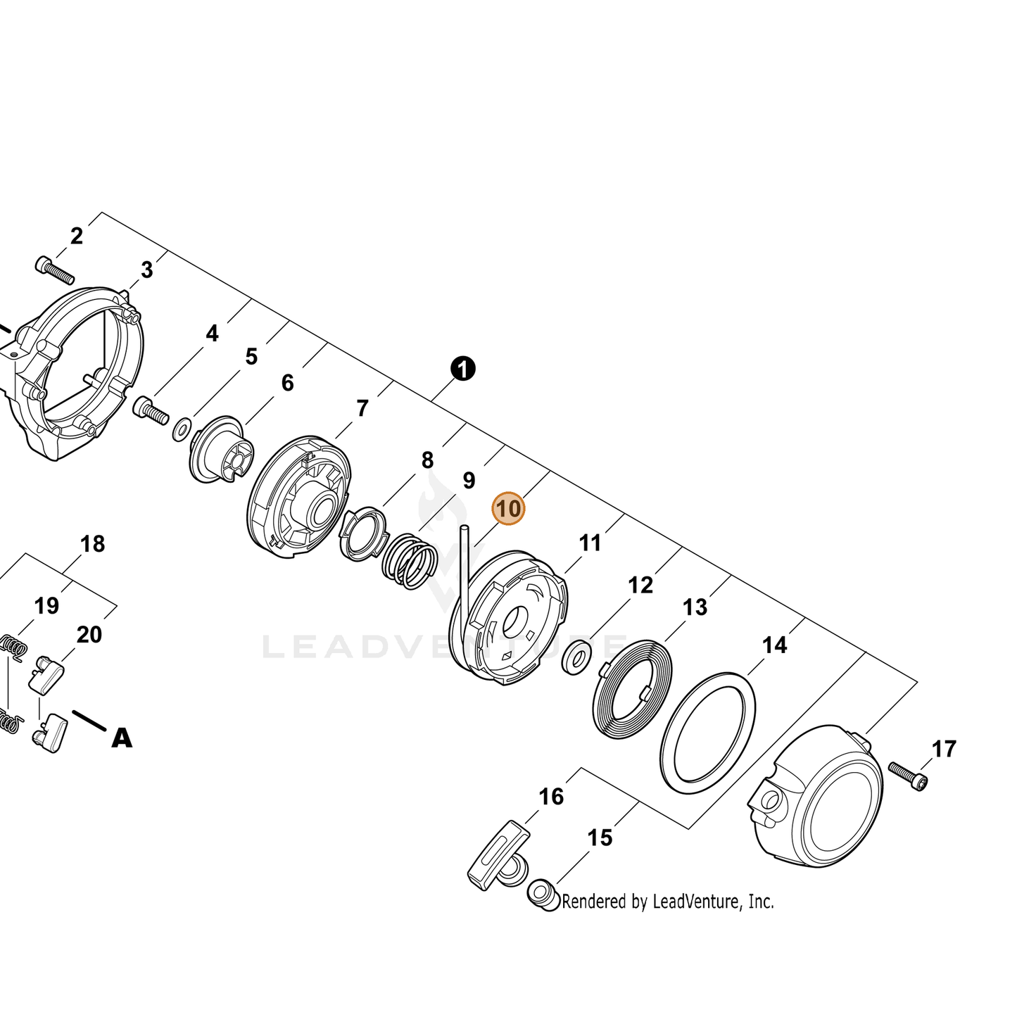 ECHO part 17722656030 — IPL diagram snippet (6x zoom, amber highlight)