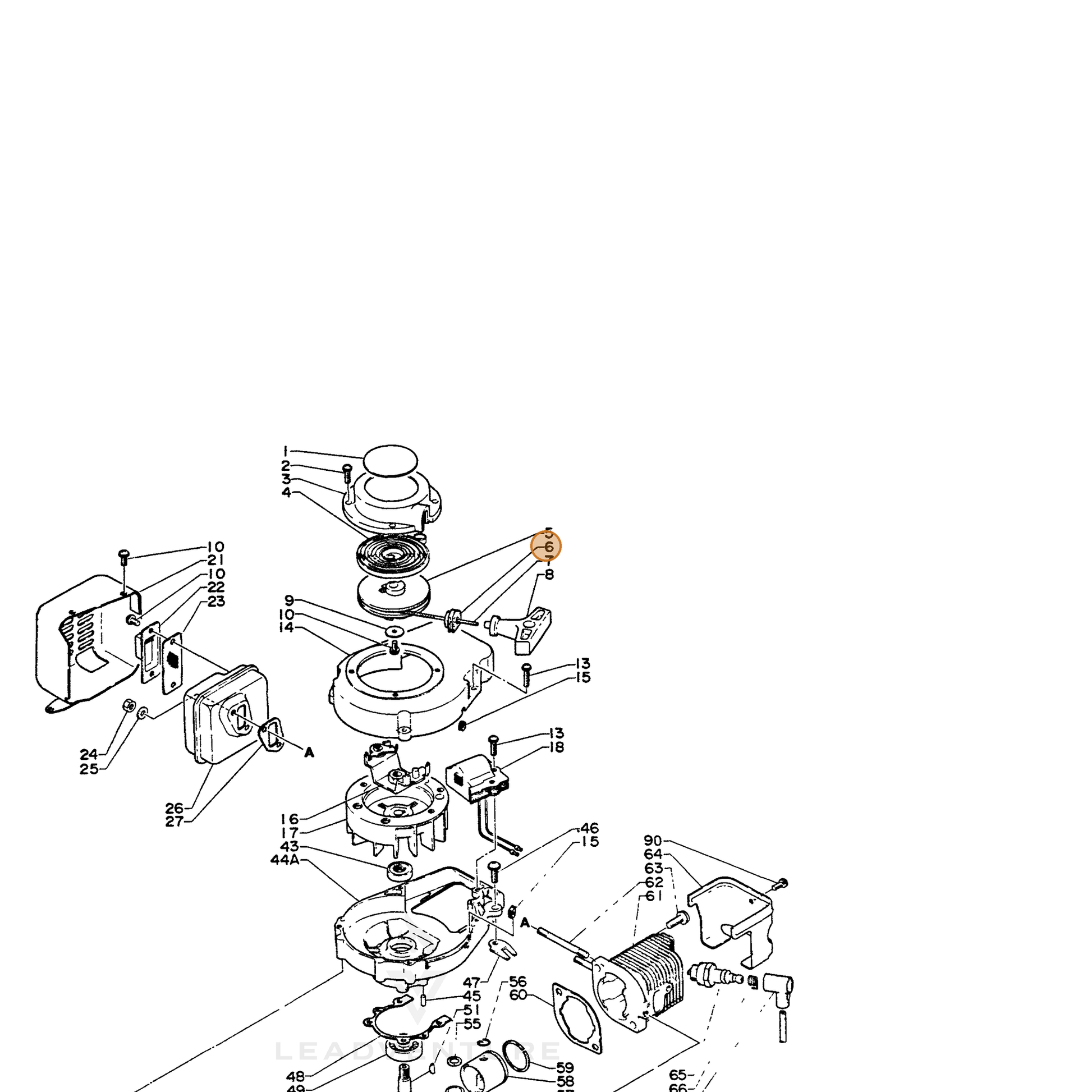 ECHO part 17722701260 — IPL diagram snippet (6x zoom, amber highlight)