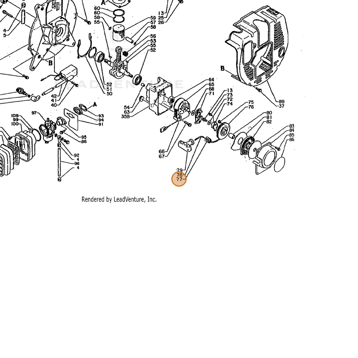 ECHO part 17722702910 — IPL diagram snippet (6x zoom, amber highlight)