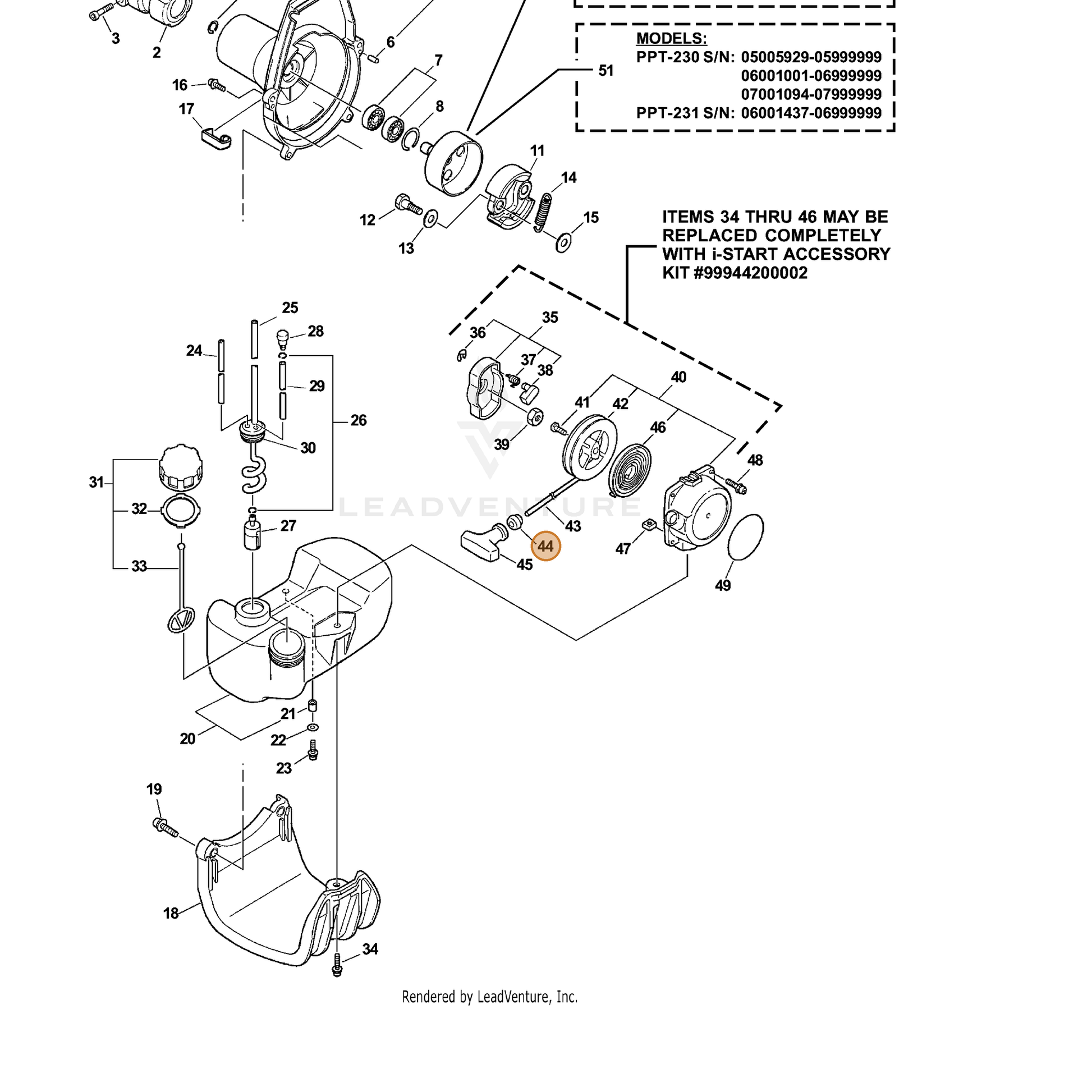 ECHO part 17722742030 — IPL diagram snippet (6x zoom, amber highlight)