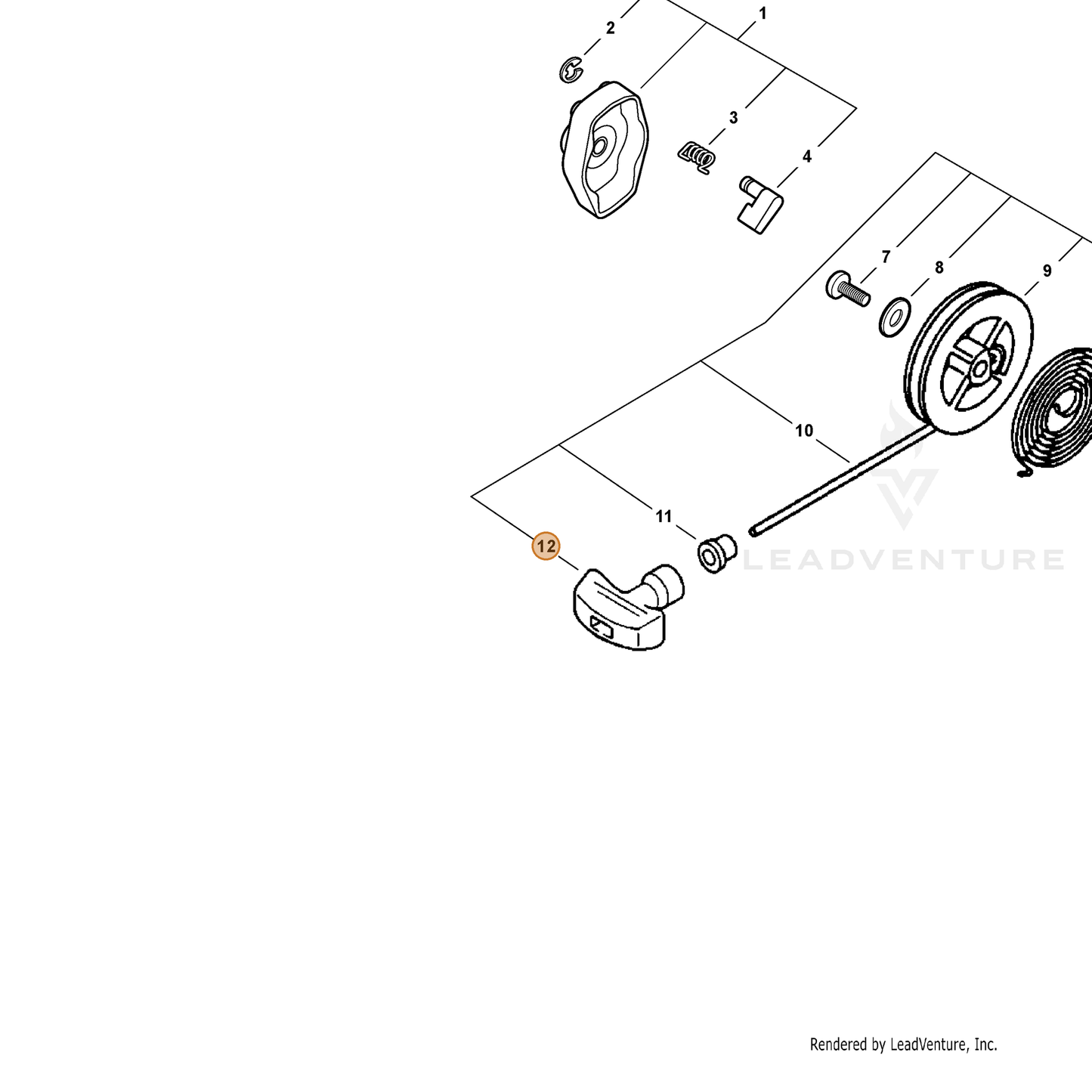 ECHO part 17722801110 — IPL diagram snippet (6x zoom, amber highlight)