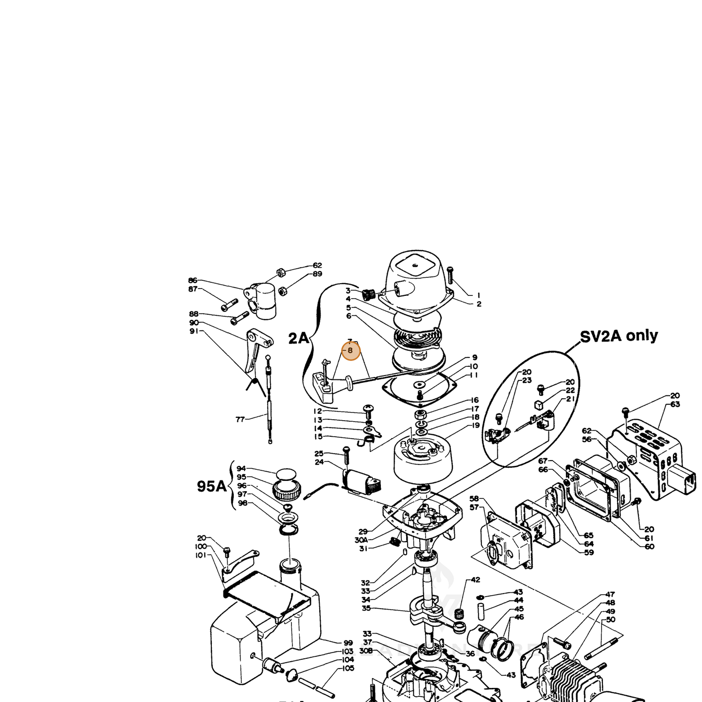 ECHO part 17722811130 — IPL diagram snippet (6x zoom, amber highlight)
