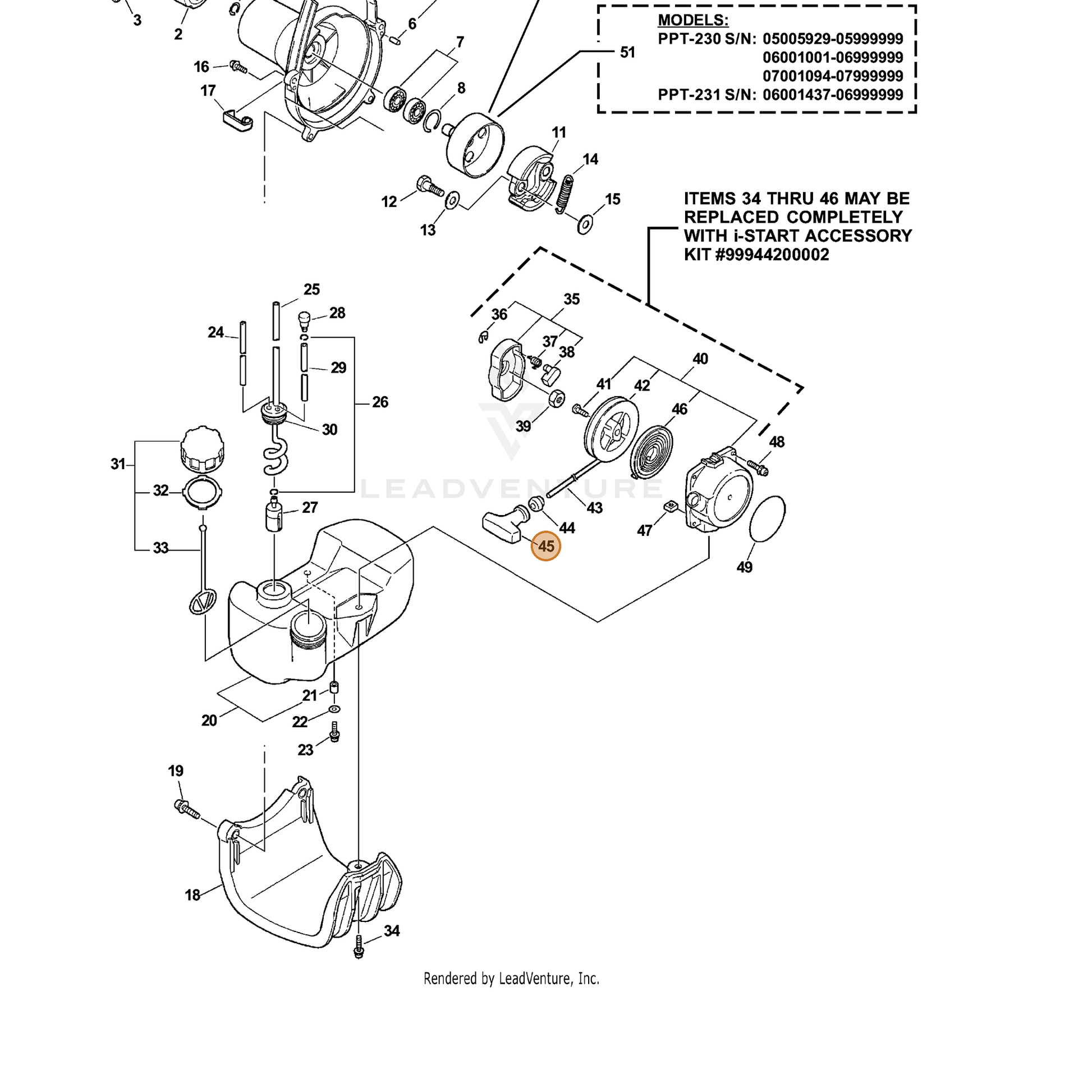 ECHO part 17722827030 — IPL diagram snippet (6x zoom, amber highlight)