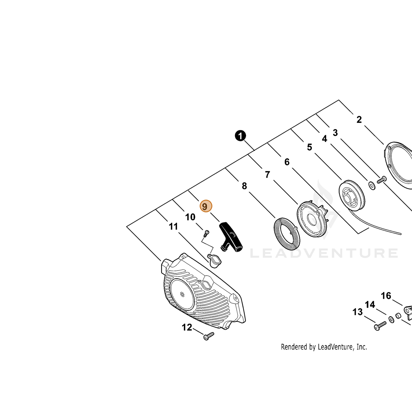 ECHO part 17722835432 — IPL diagram snippet (6x zoom, amber highlight)