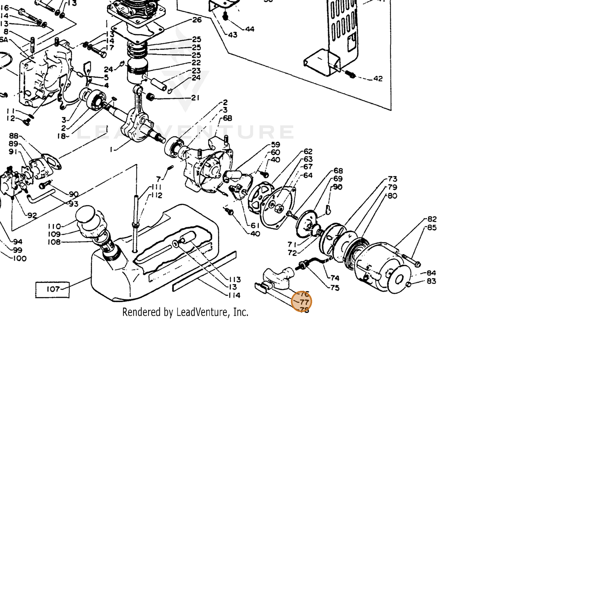ECHO part 17722900220 — IPL diagram snippet (6x zoom, amber highlight)