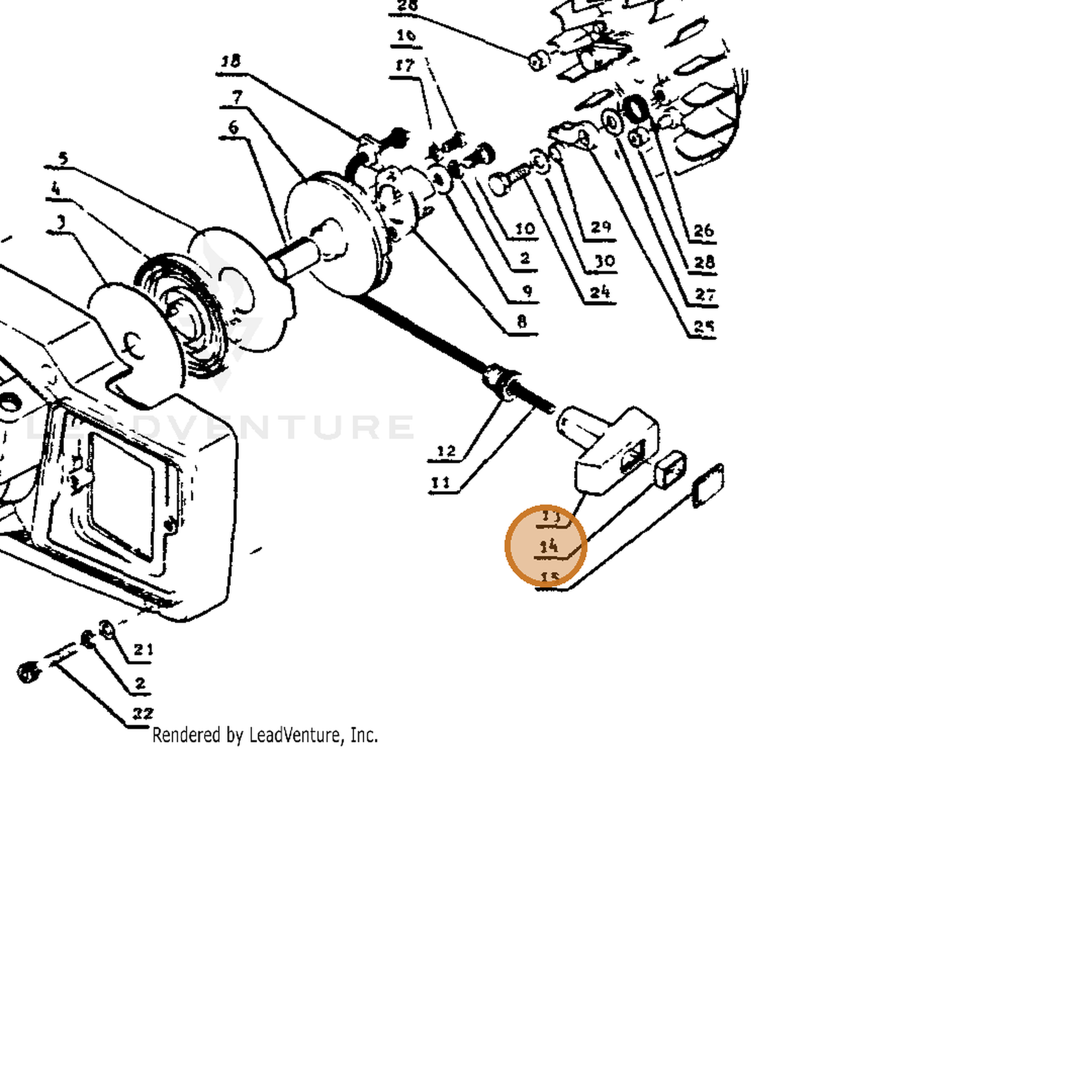 ECHO part 17722902830 — IPL diagram snippet (6x zoom, amber highlight)
