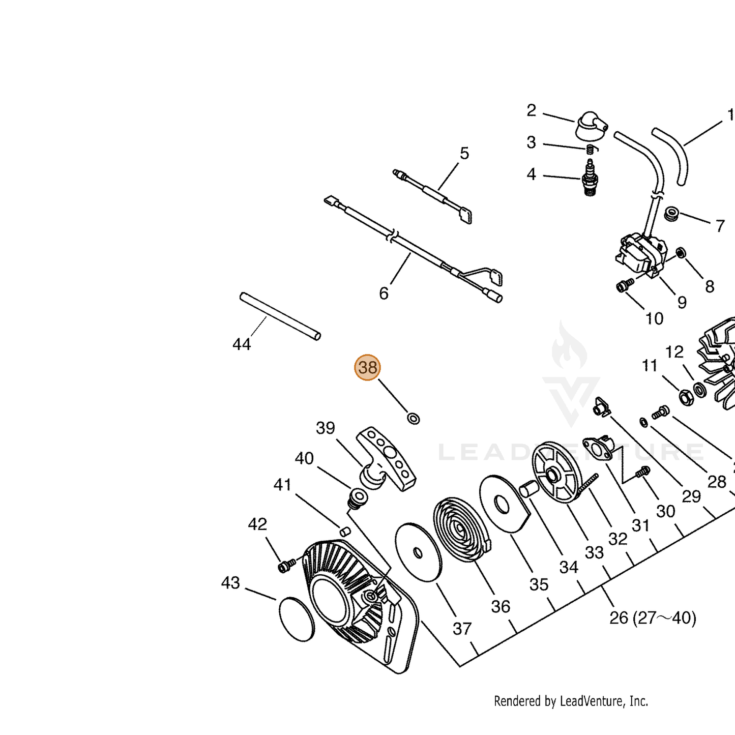 ECHO part 17722916430 — IPL diagram snippet (6x zoom, amber highlight)
