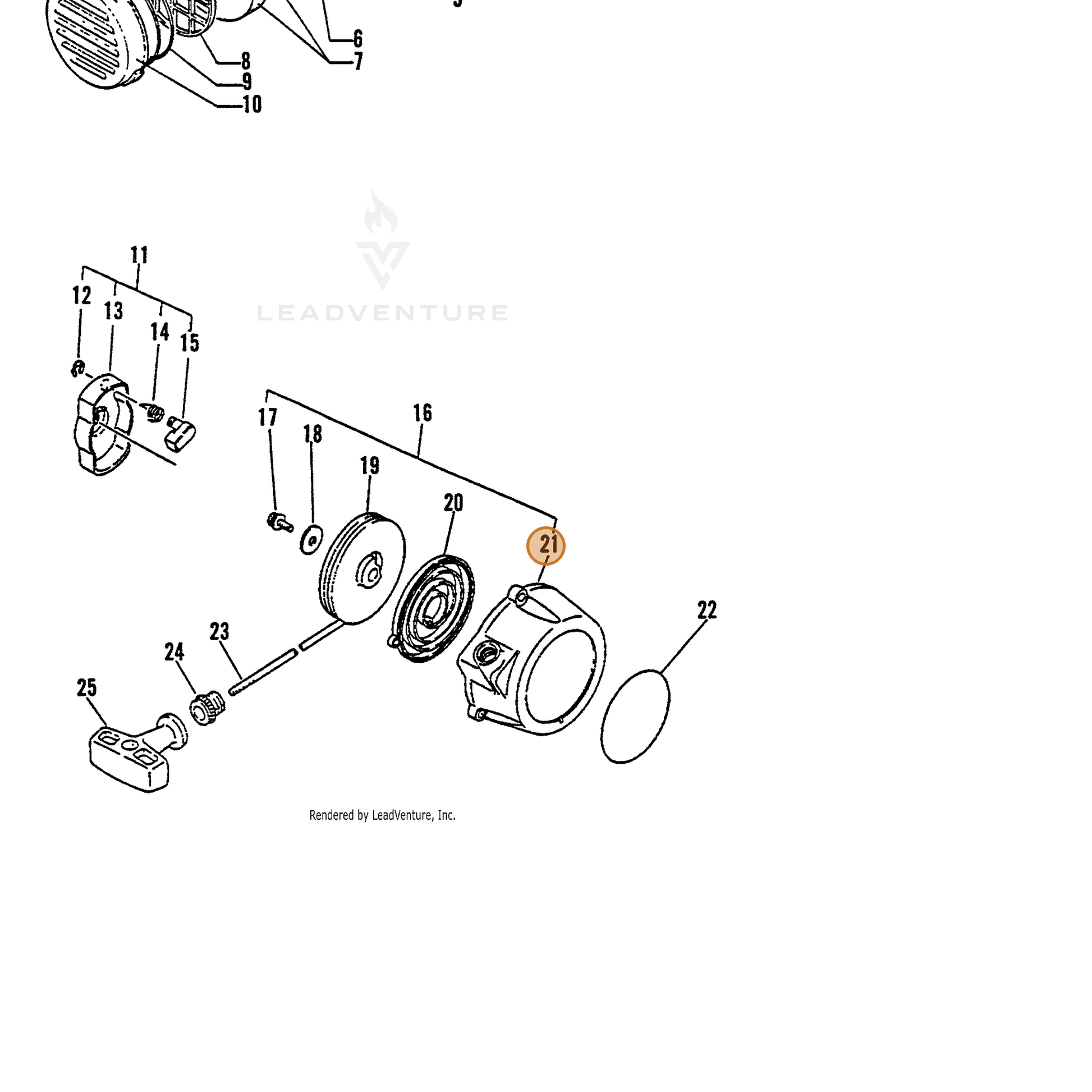 ECHO part 17723202110 — IPL diagram snippet (6x zoom, amber highlight)