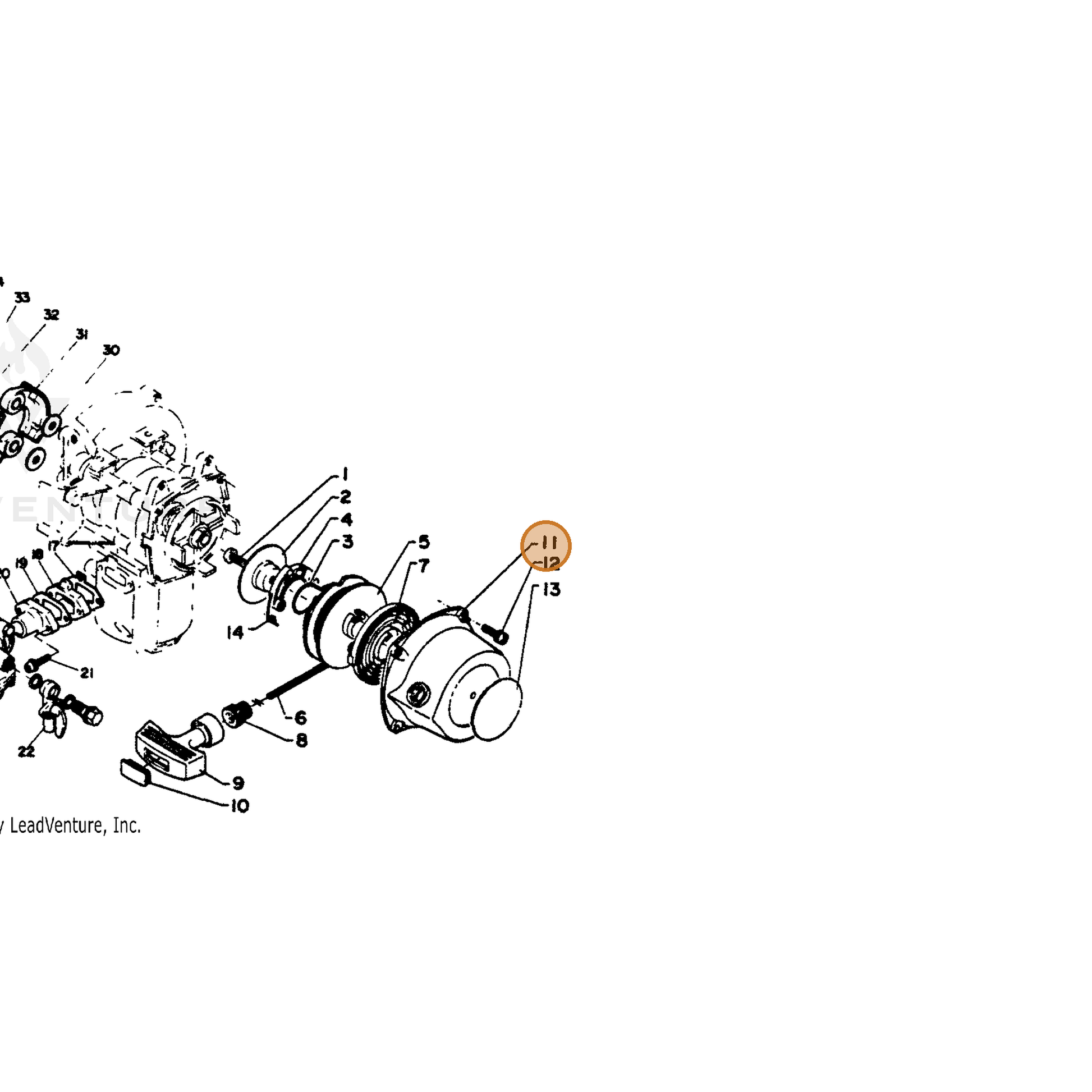 ECHO part 17723205730 — IPL diagram snippet (6x zoom, amber highlight)