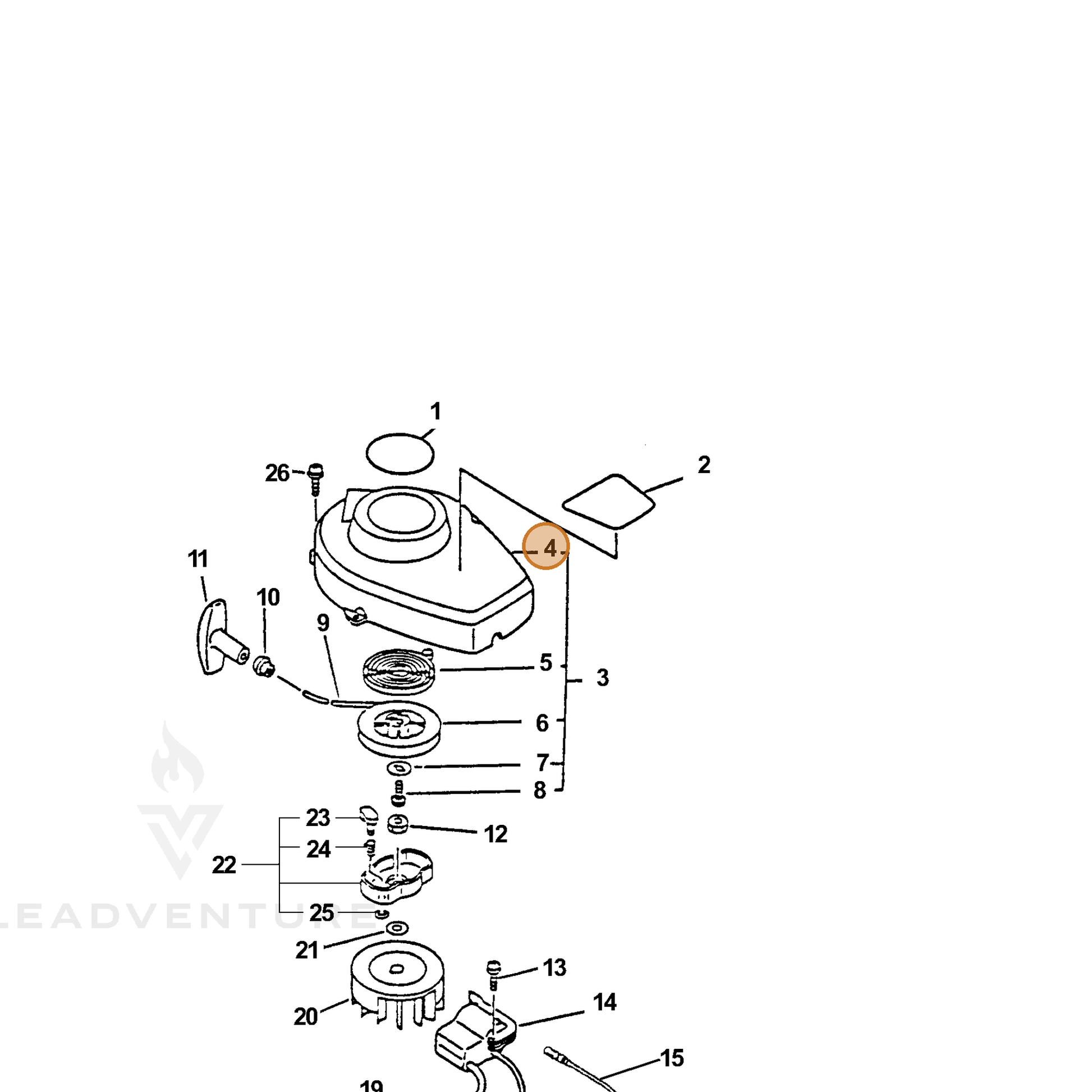 ECHO part 17723205961 — IPL diagram snippet (6x zoom, amber highlight)