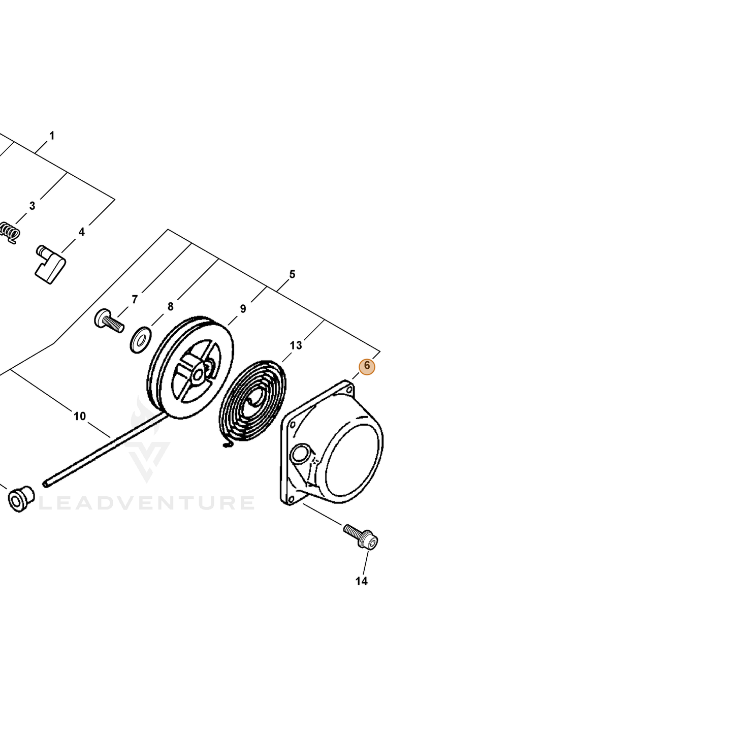 ECHO part 17723206210 — IPL diagram snippet (6x zoom, amber highlight)