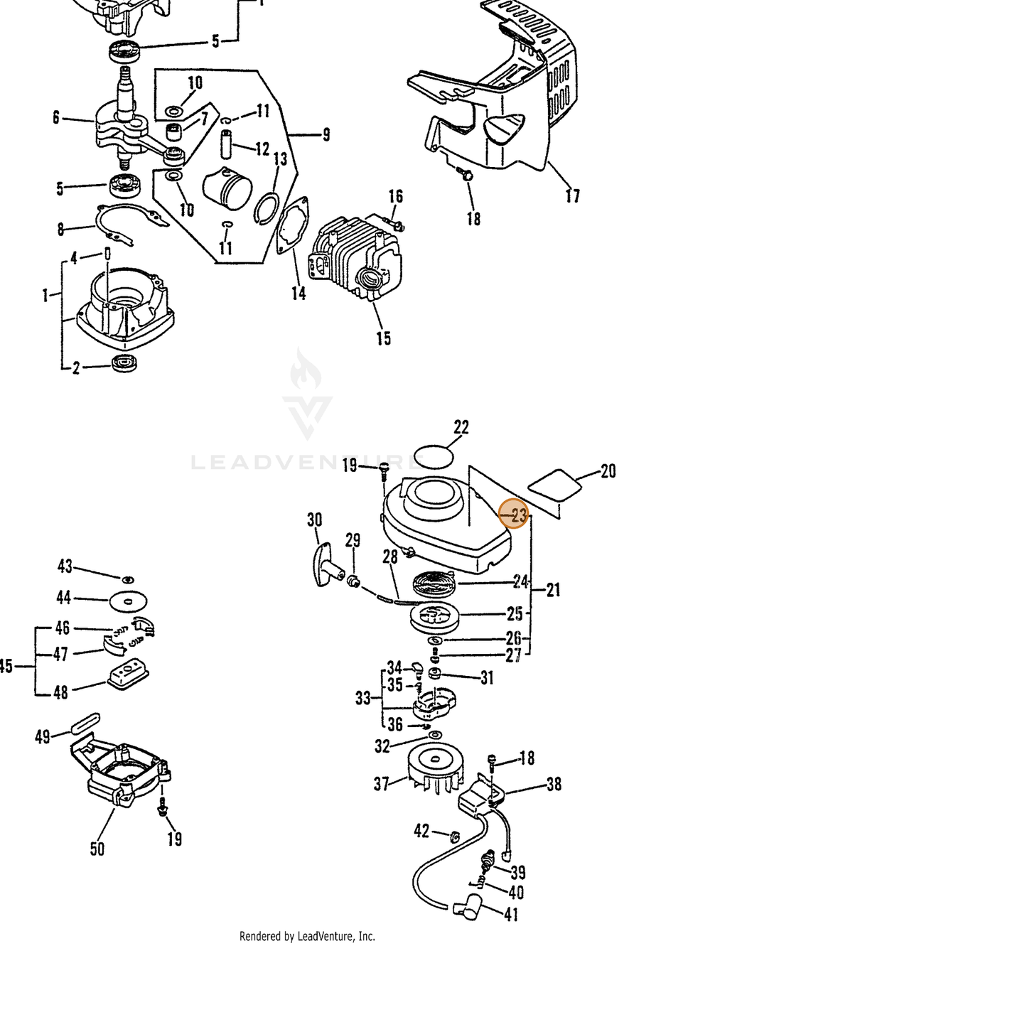 ECHO part 17723208861 — IPL diagram snippet (6x zoom, amber highlight)