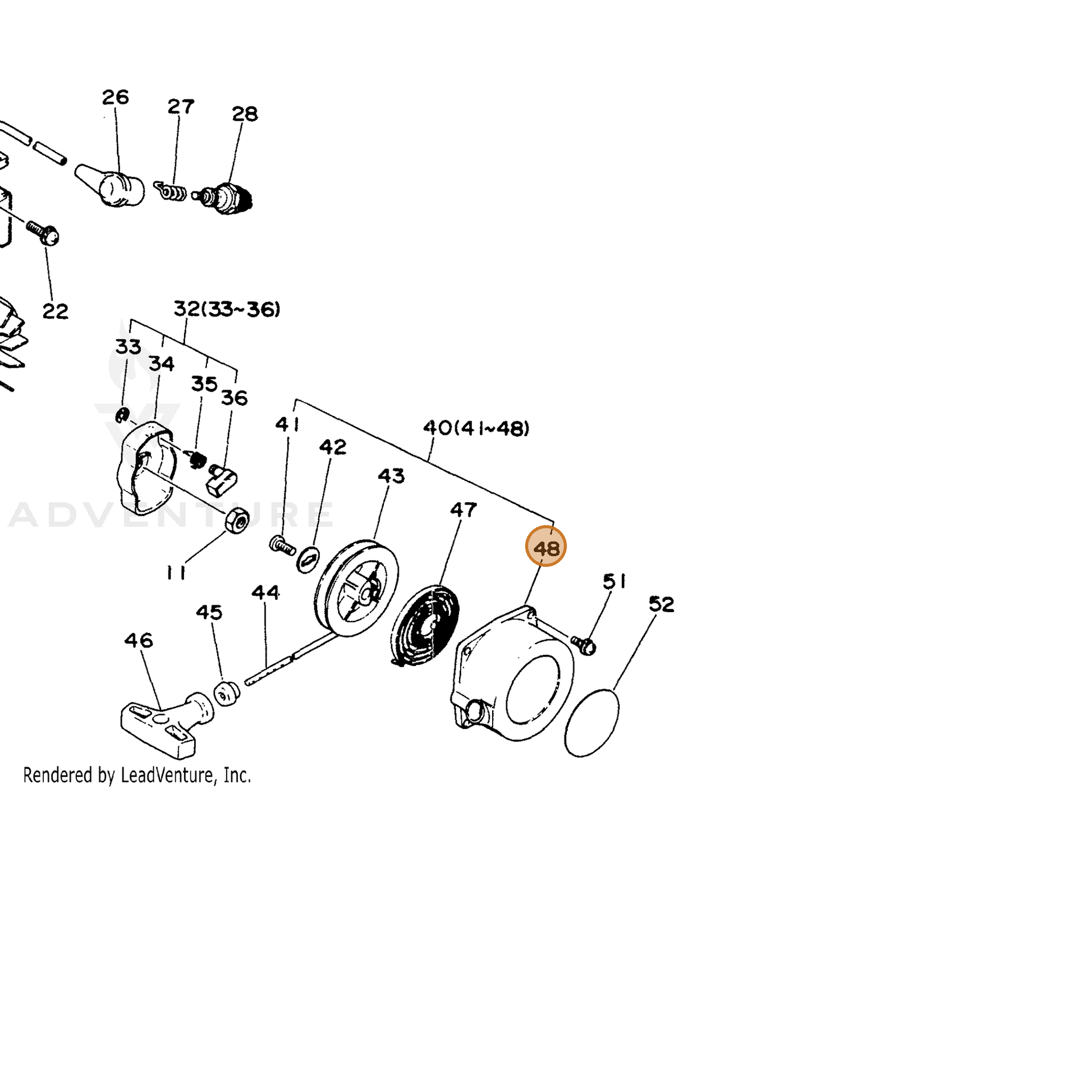 ECHO part 17723240630 — IPL diagram snippet (6x zoom, amber highlight)