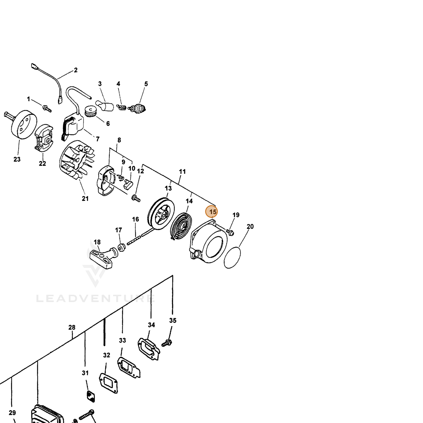 ECHO part 17723242032 — IPL diagram snippet (6x zoom, amber highlight)