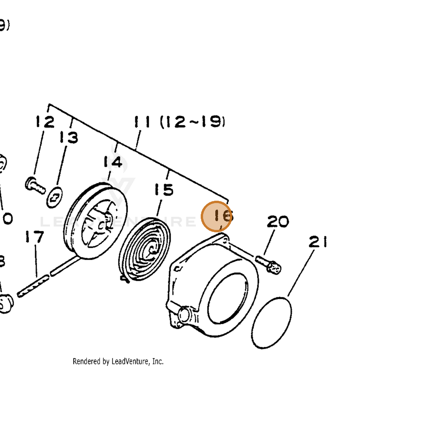 ECHO part 17723246430 — IPL diagram snippet (6x zoom, amber highlight)