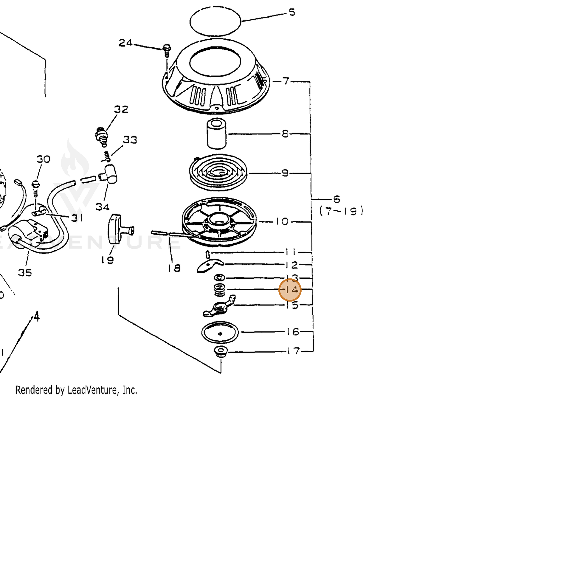 ECHO part 17723311620 — IPL diagram snippet (6x zoom, amber highlight)