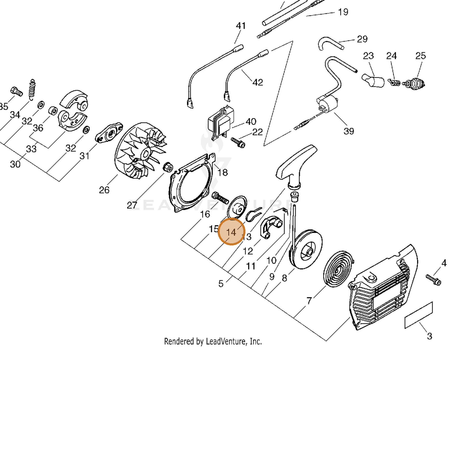 ECHO part 17723354430 — IPL diagram snippet (6x zoom, amber highlight)