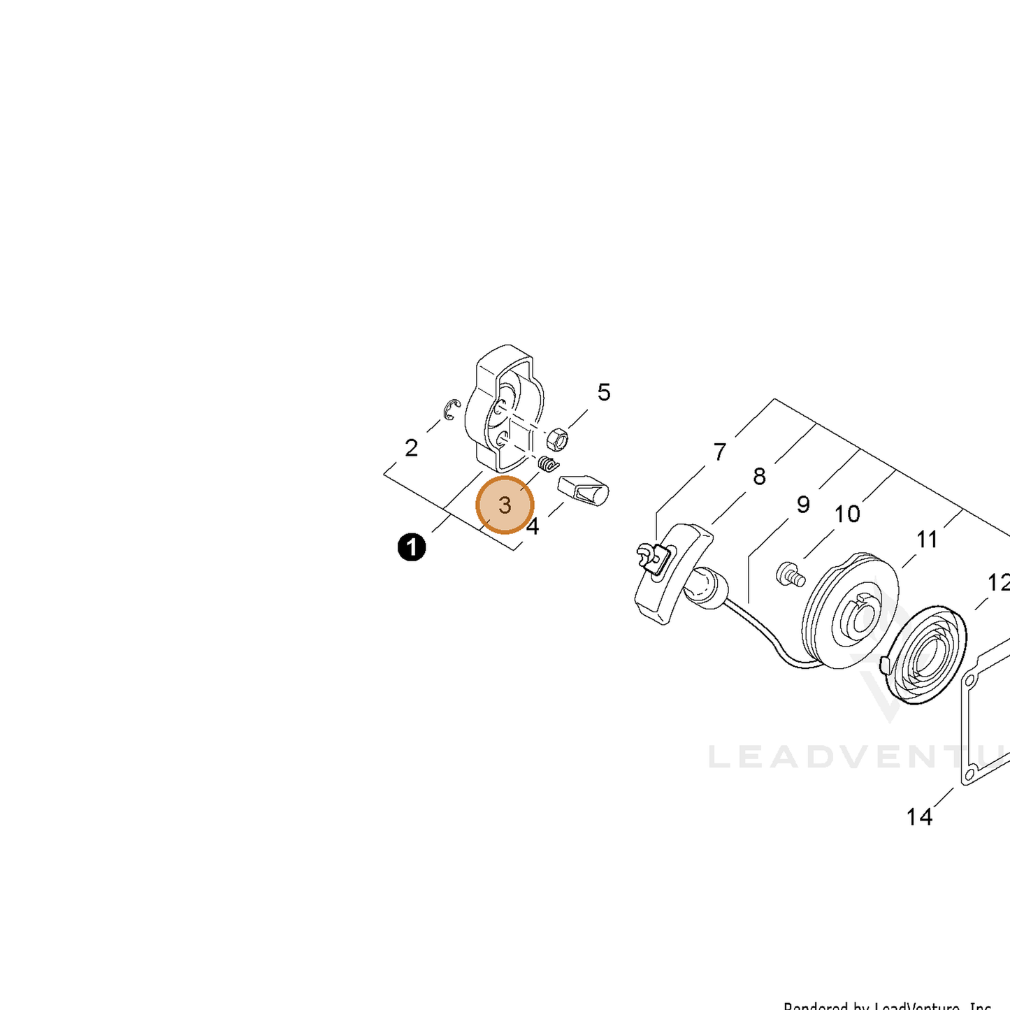 ECHO part 17723411410 — IPL diagram snippet (6x zoom, amber highlight)