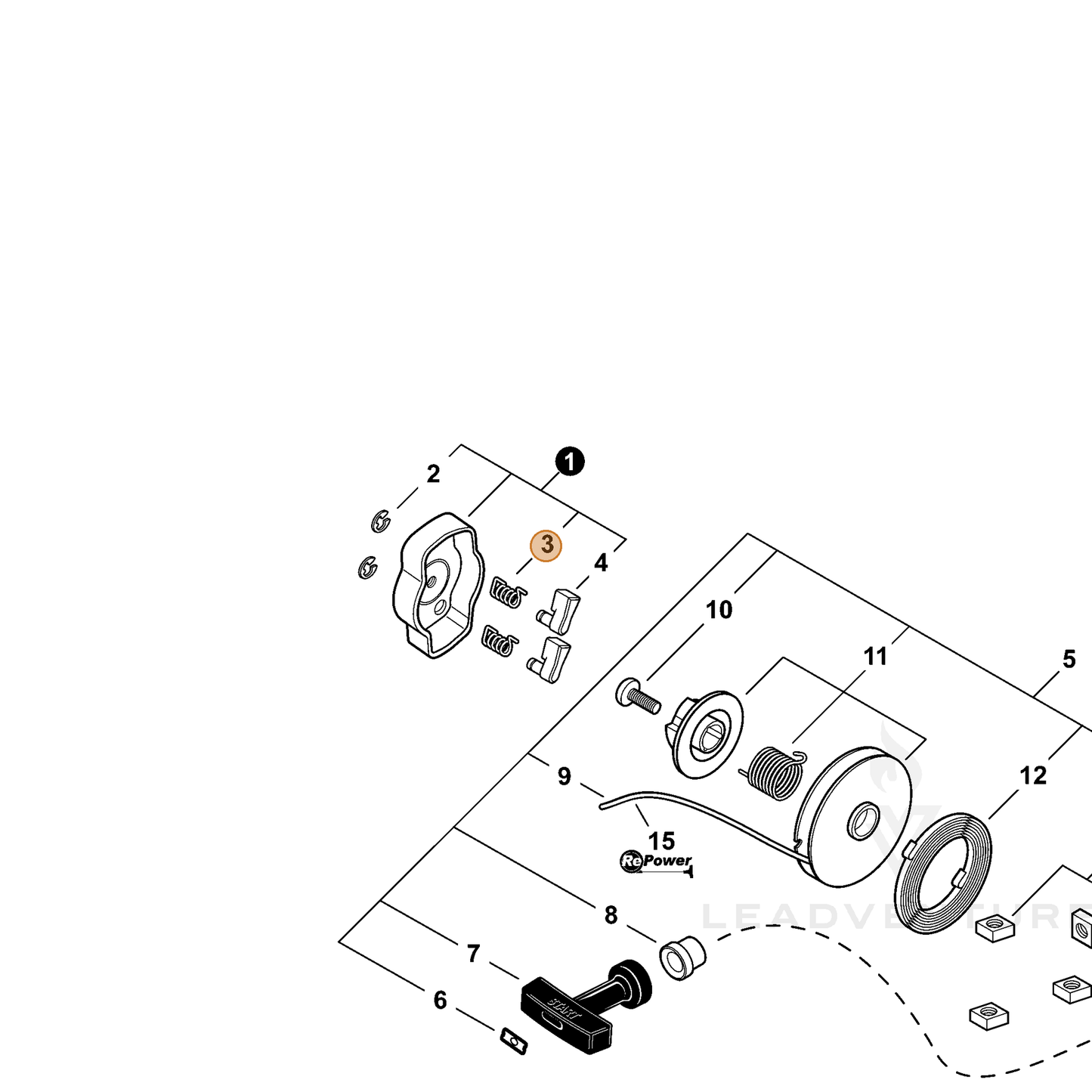 ECHO part 17723412220 — IPL diagram snippet (6x zoom, amber highlight)