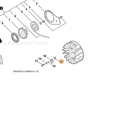 ECHO part 17723435430 — IPL diagram snippet (6x zoom, amber highlight)