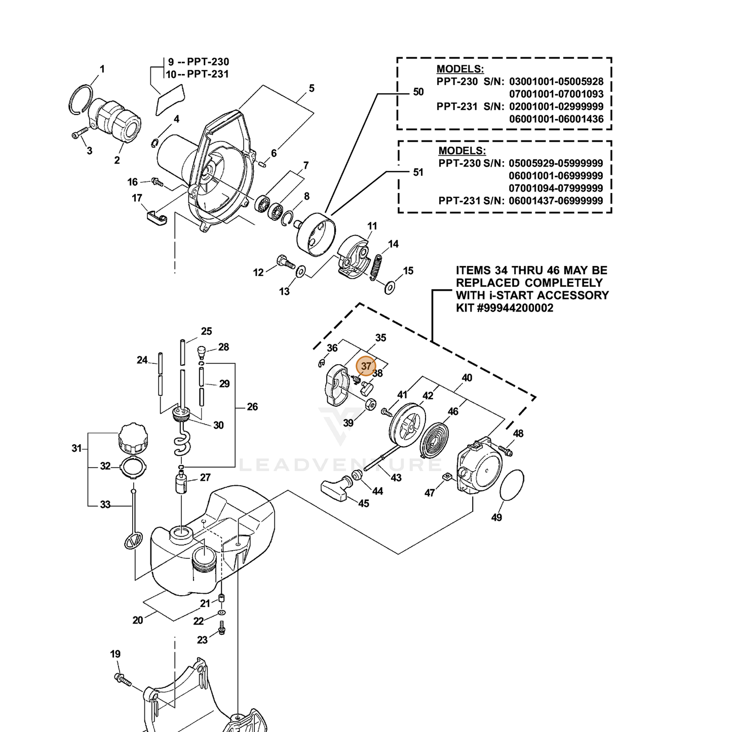 ECHO part 17723440630 — IPL diagram snippet (6x zoom, amber highlight)