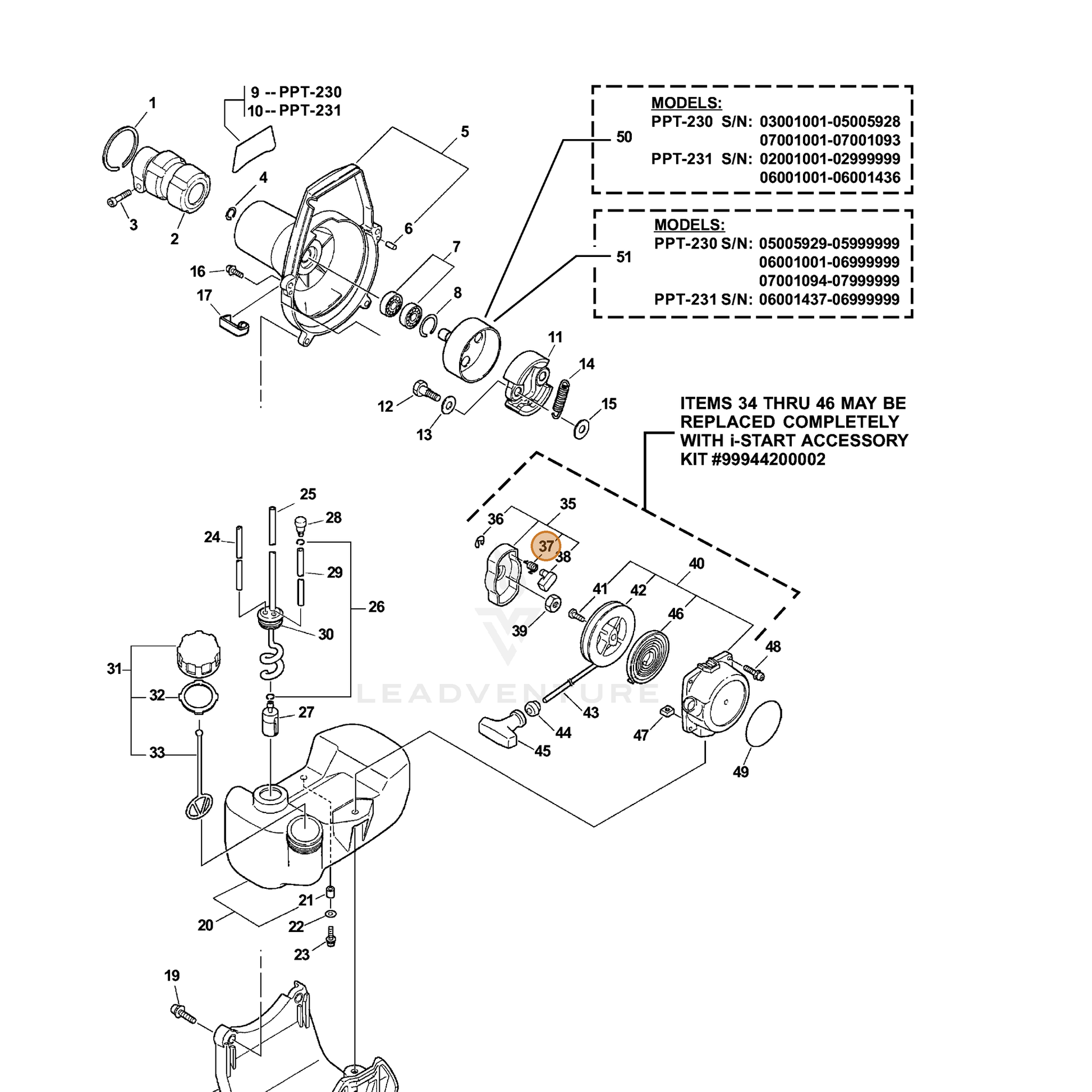 ECHO part 17723440630 — IPL diagram snippet (6x zoom, amber highlight)