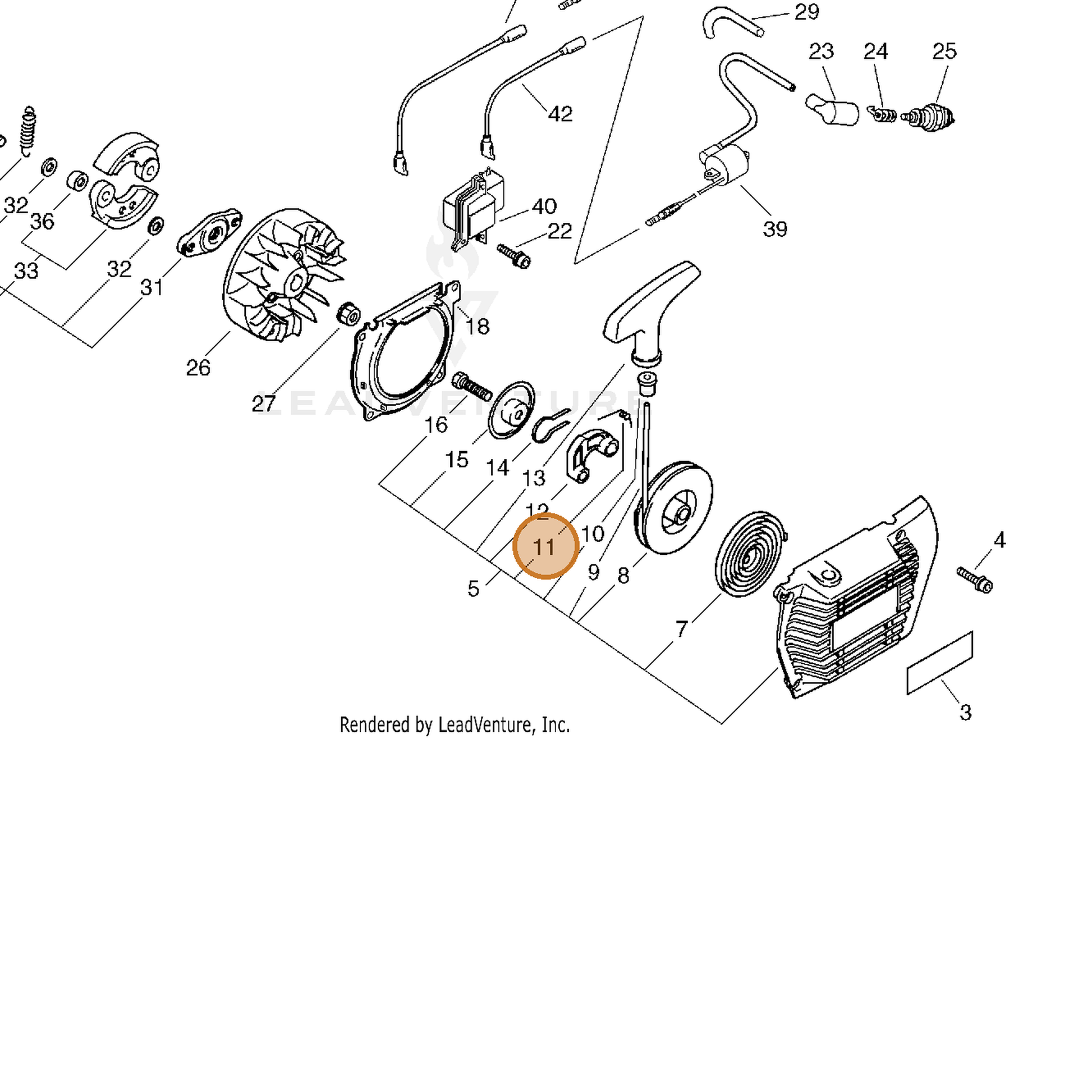 ECHO part 17723454430 — IPL diagram snippet (6x zoom, amber highlight)