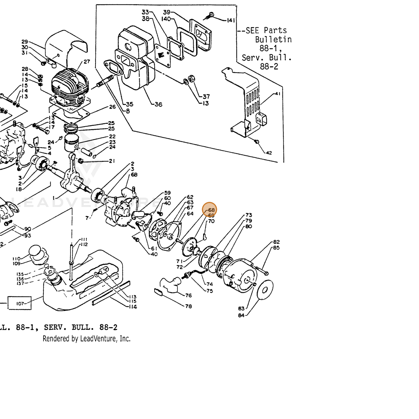 ECHO part 17723601110 — IPL diagram snippet (6x zoom, amber highlight)