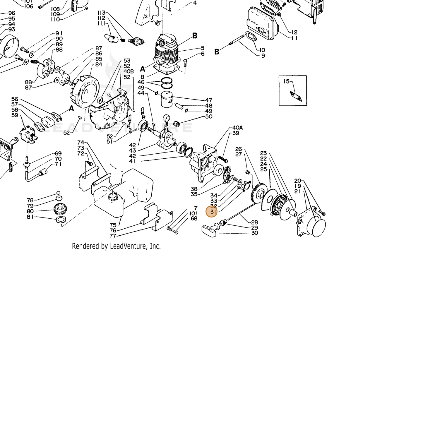 ECHO part 17724304130 — IPL diagram snippet (6x zoom, amber highlight)