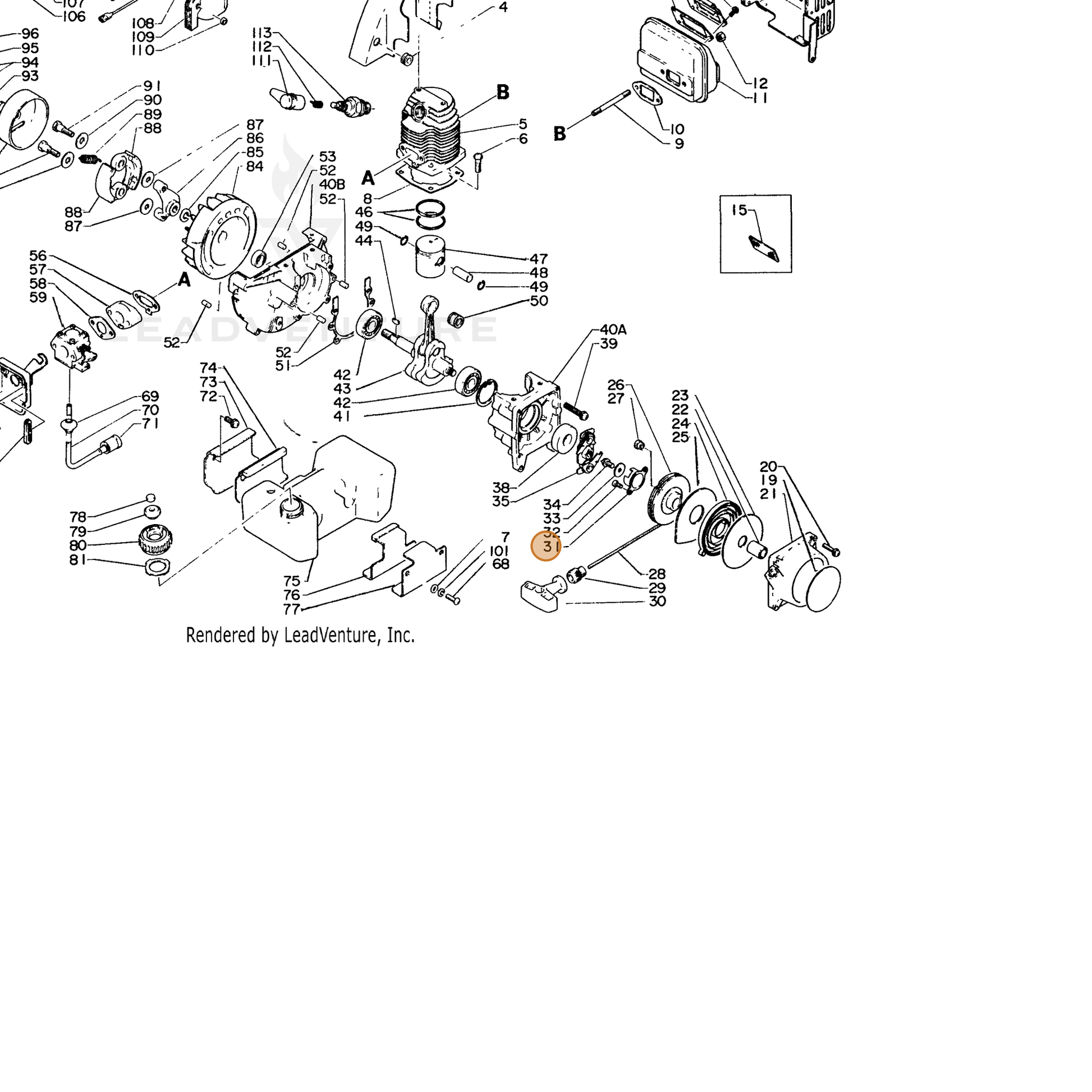 ECHO part 17724304130 — IPL diagram snippet (6x zoom, amber highlight)