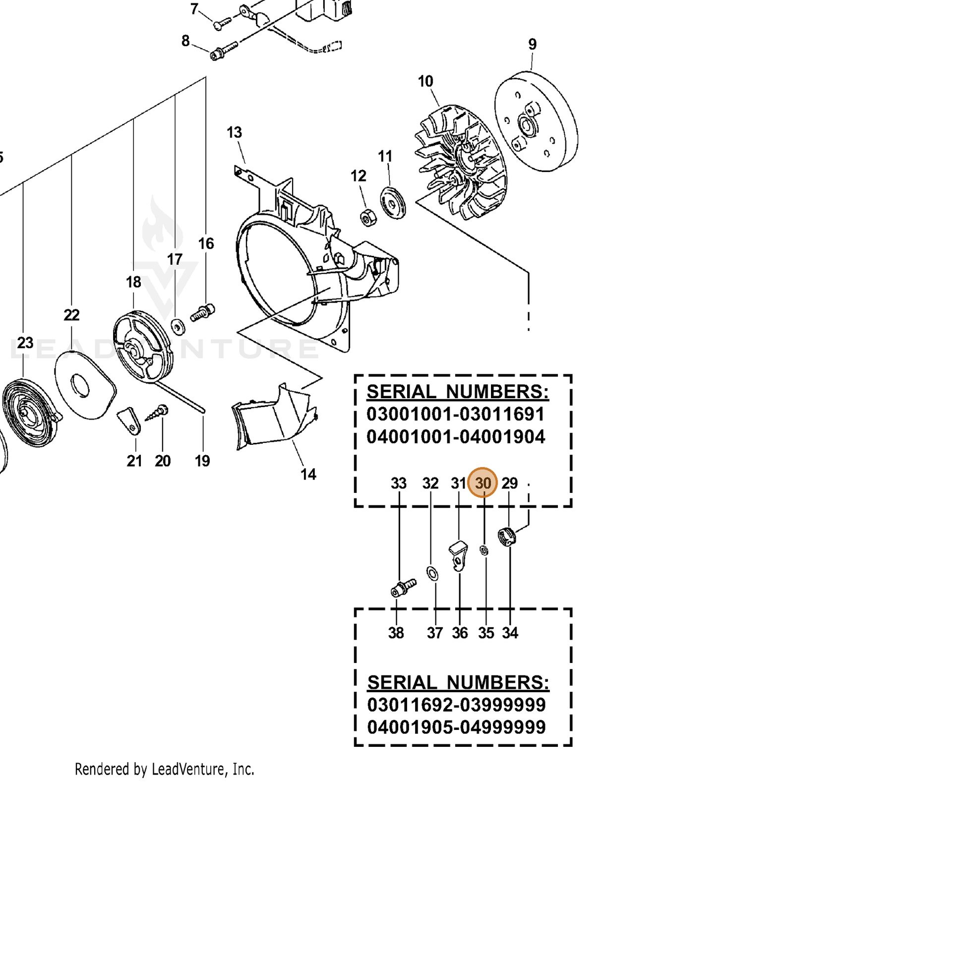 ECHO part 17724719830 — IPL diagram snippet (6x zoom, amber highlight)