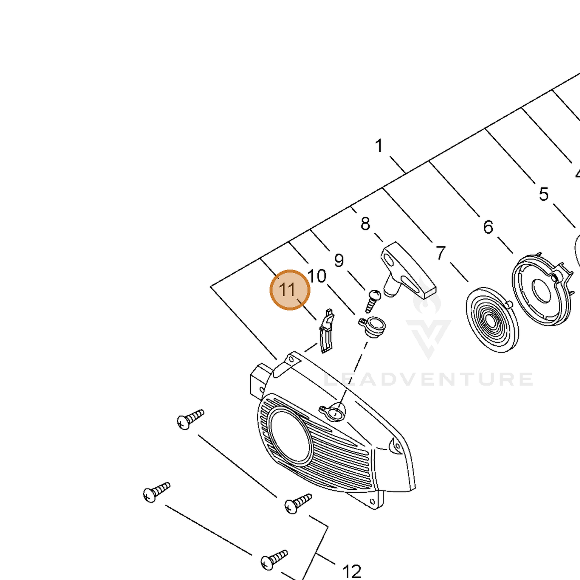 ECHO part 17725639130 — IPL diagram snippet (6x zoom, amber highlight)