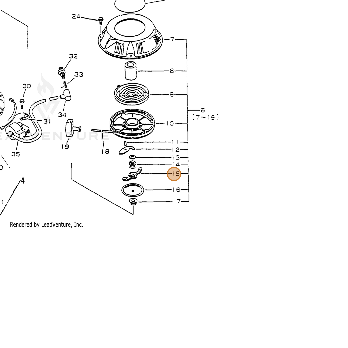 ECHO part 17727711620 — IPL diagram snippet (6x zoom, amber highlight)