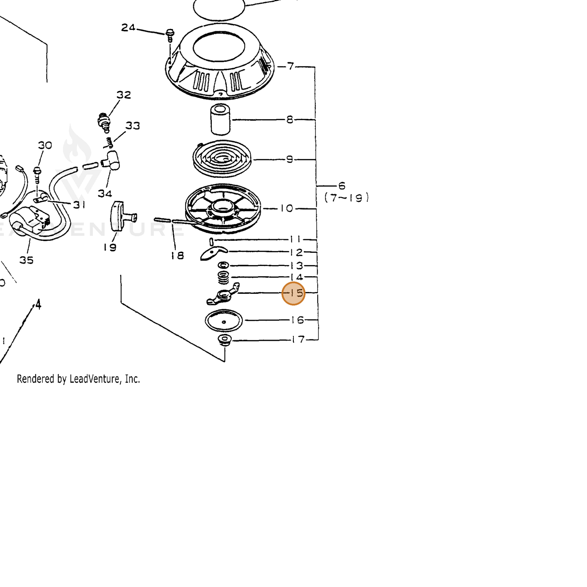 ECHO part 17727711620 — IPL diagram snippet (6x zoom, amber highlight)