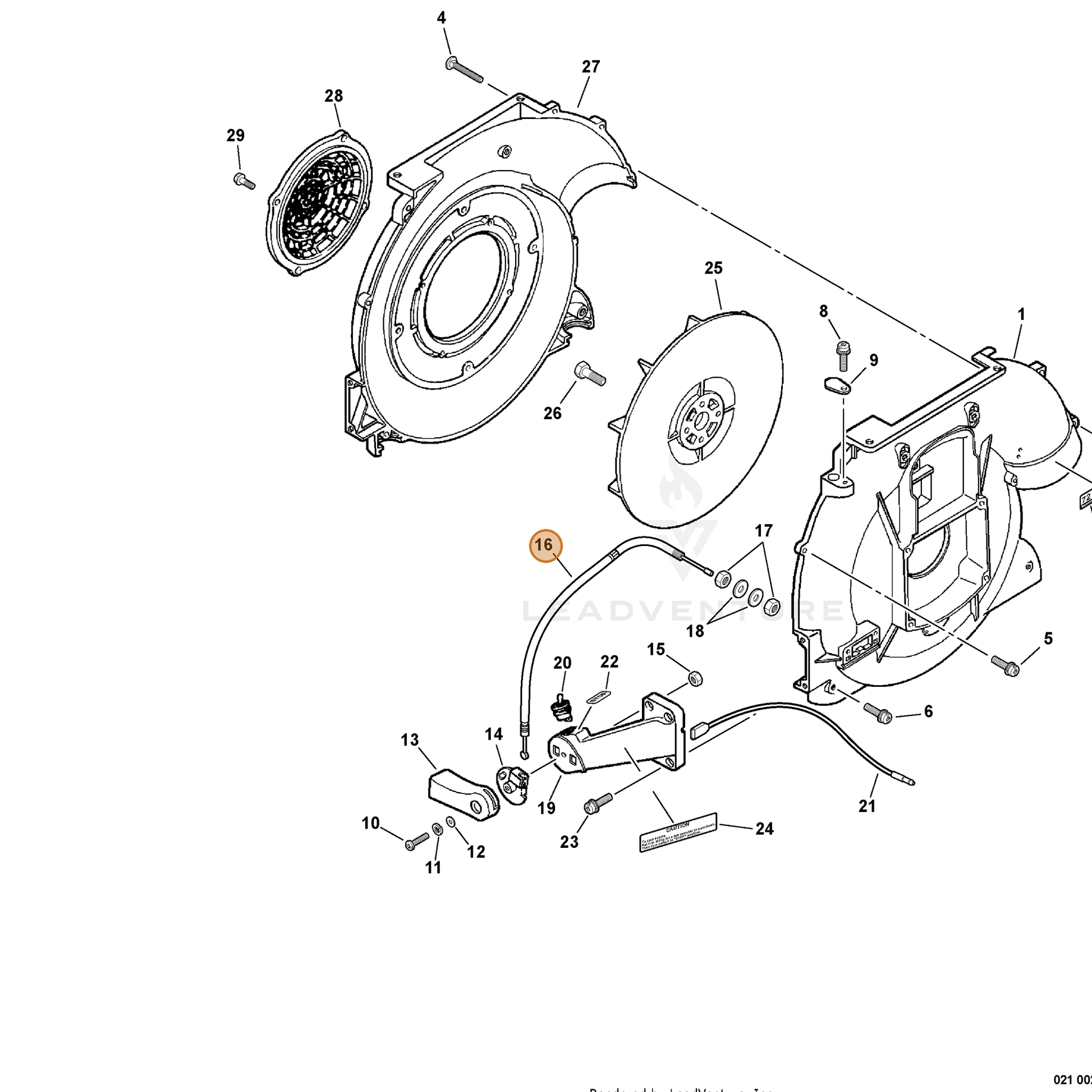 ECHO part 17800102360 — IPL diagram snippet (6x zoom, amber highlight)