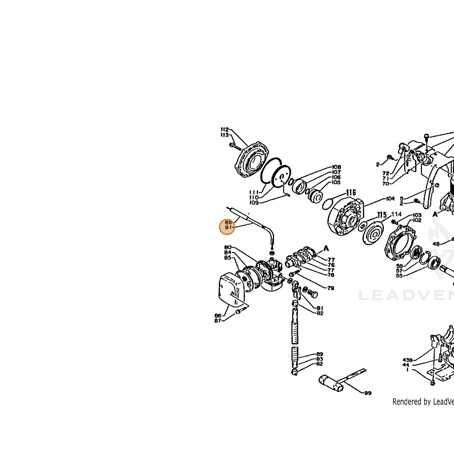 ECHO part 17800110510 — IPL diagram snippet (6x zoom, amber highlight)