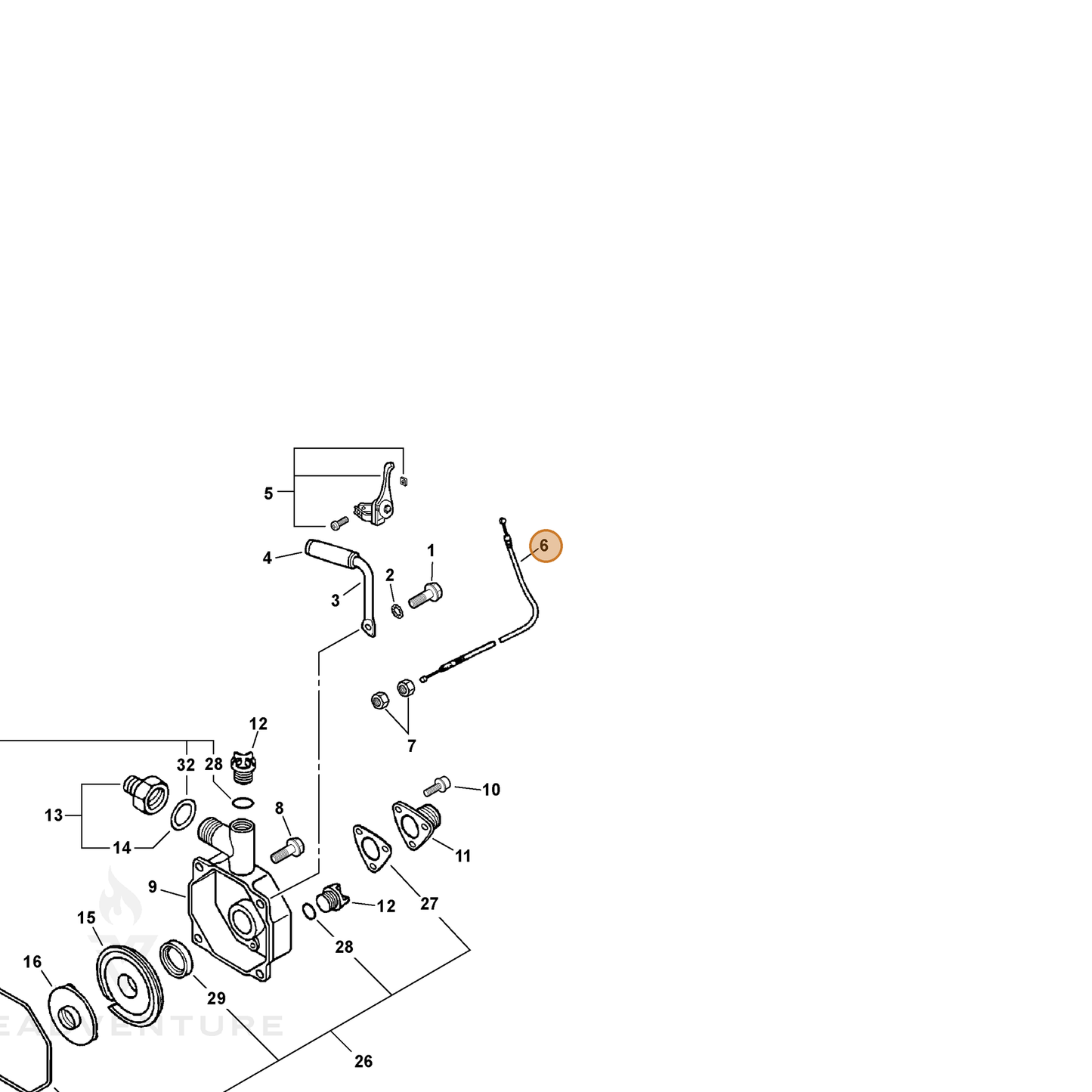 ECHO part 17800112620 — IPL diagram snippet (6x zoom, amber highlight)