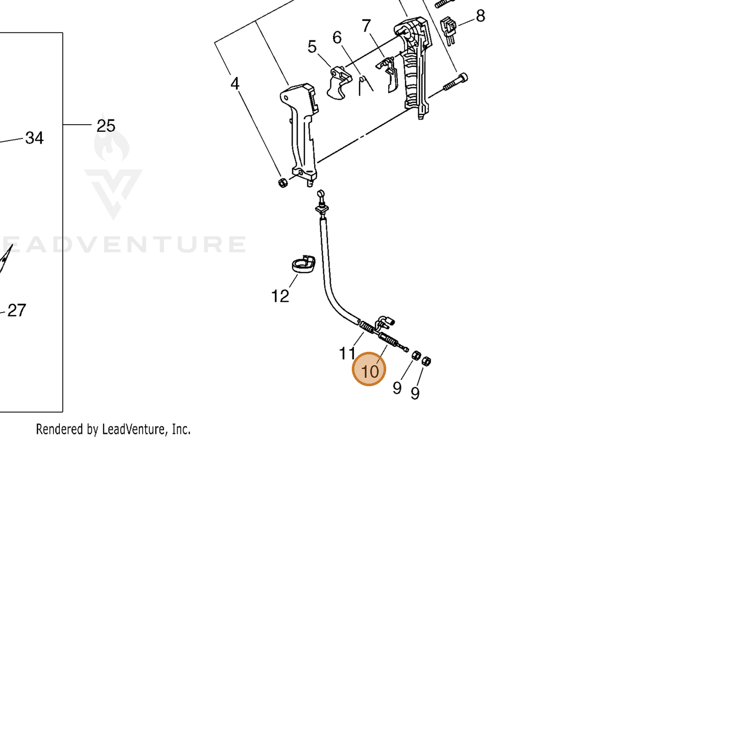 ECHO part 17800143230 — IPL diagram snippet (6x zoom, amber highlight)