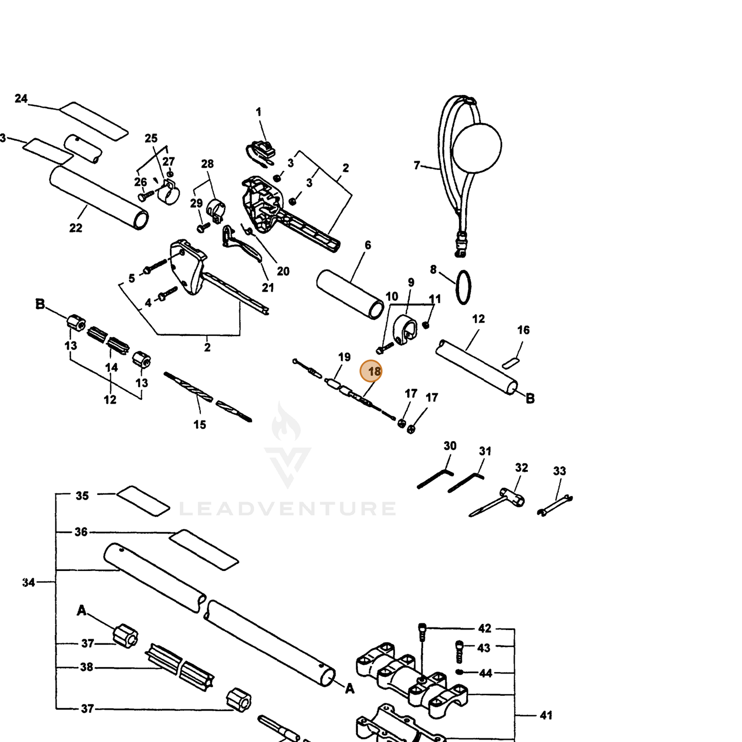 ECHO part 17800144430 — IPL diagram snippet (6x zoom, amber highlight)